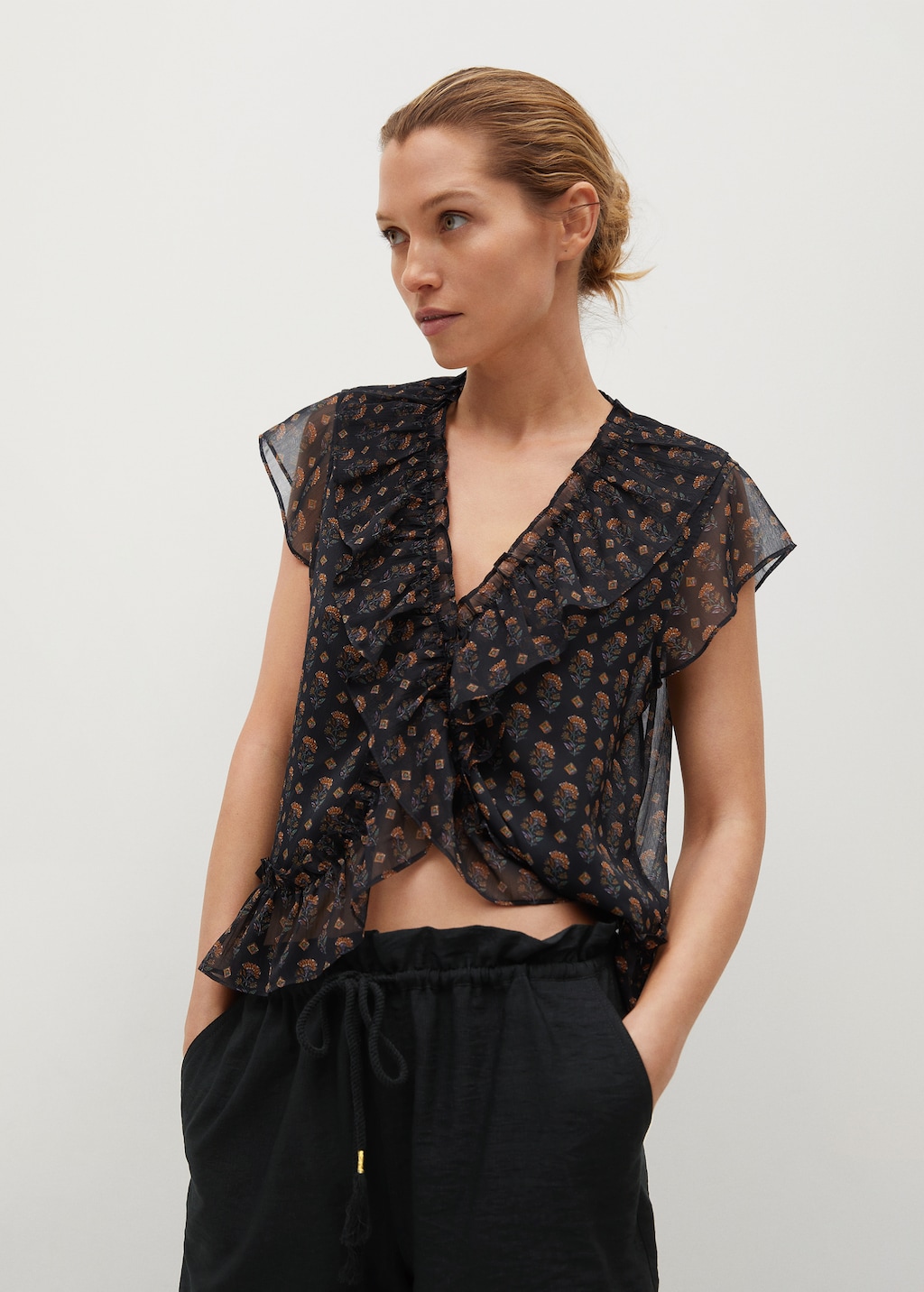 Ruffles printed blouse - Medium plane