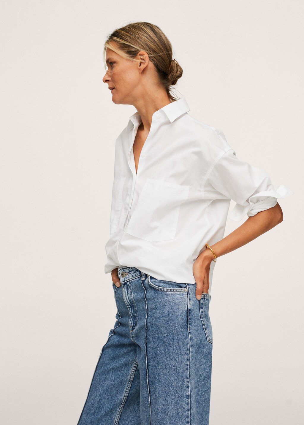 High-waist wideleg jeans with seams - Details of the article 1