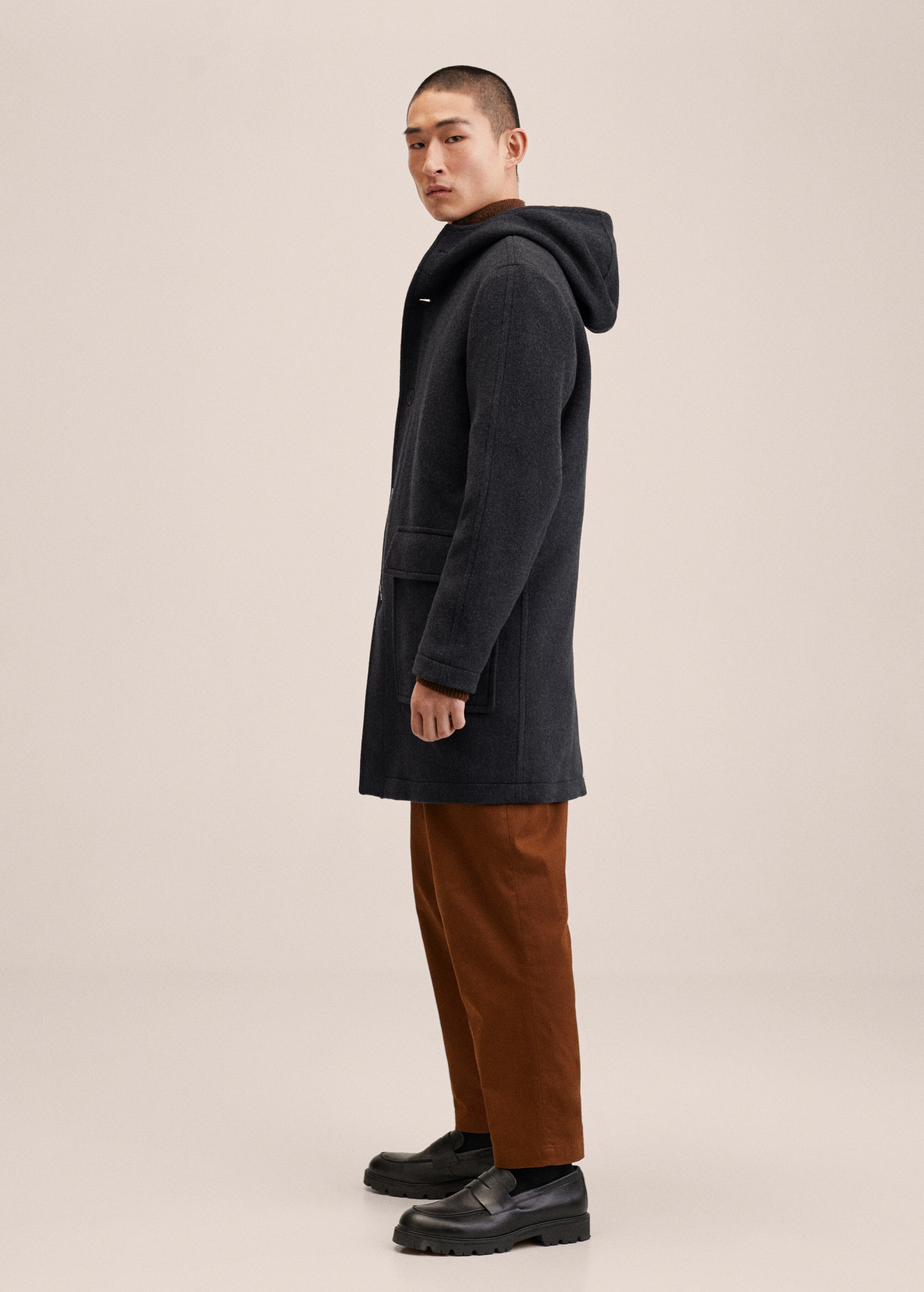 Recycled wool coat with hood - Details of the article 2