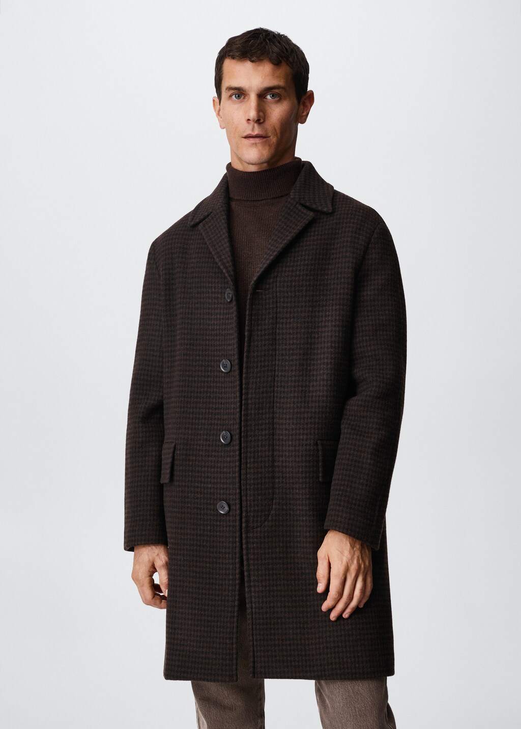 Houndstooth wool-blend coat - Medium plane