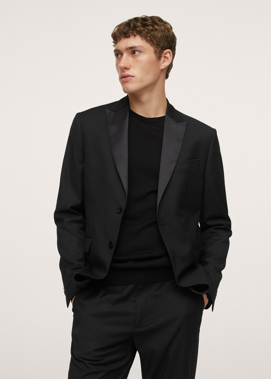 Satin lapels suit blazer - Medium plane