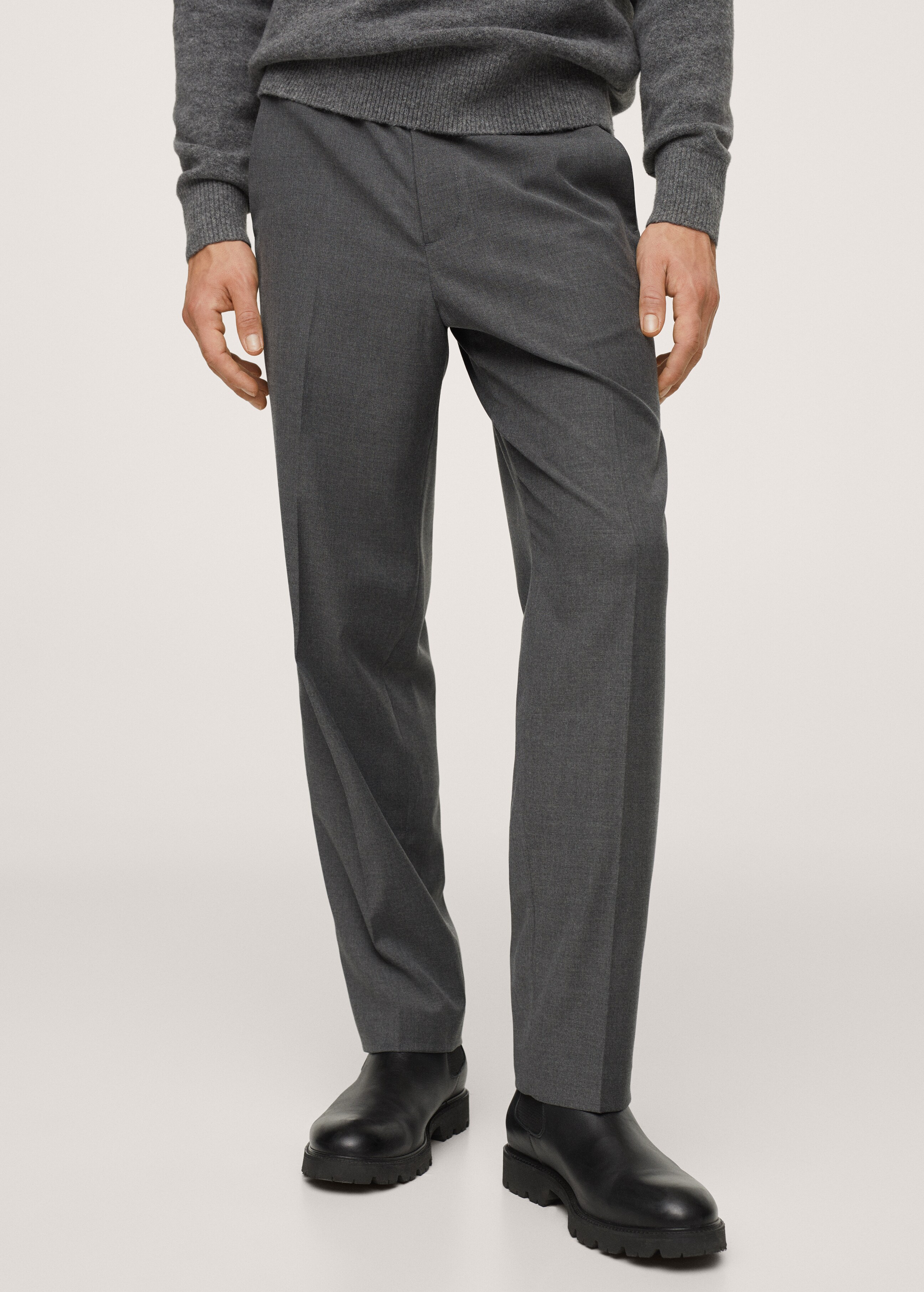 Slim-fit suit trousers with elastic waist - Medium plane