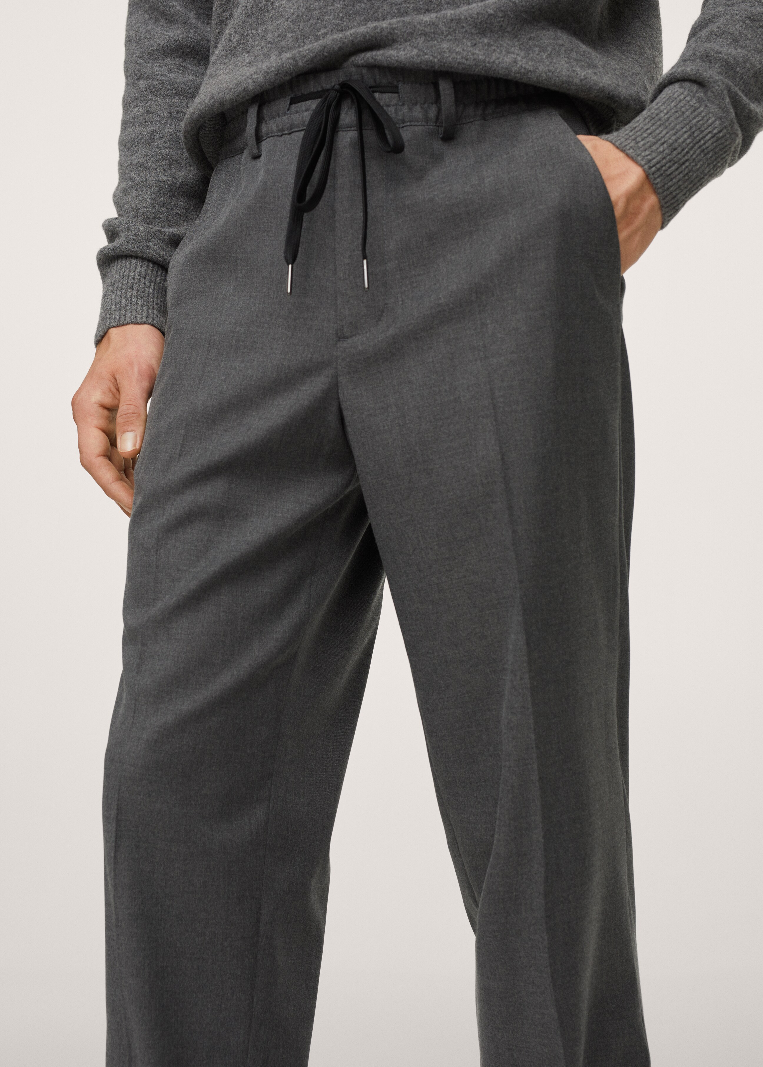 Slim-fit suit trousers with elastic waist - Details of the article 1