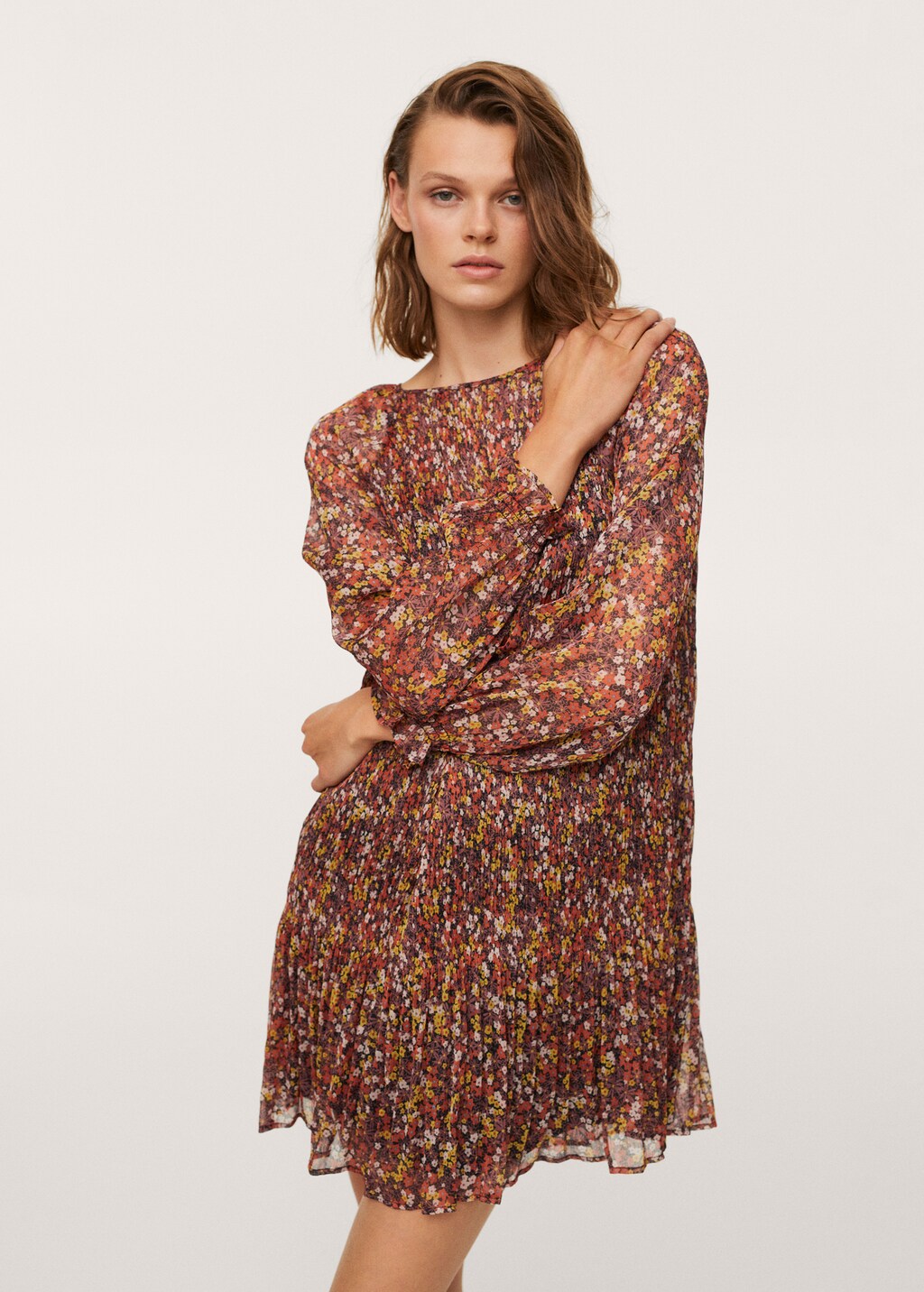 Textured flowy dress - Woman | MANGO OUTLET USA