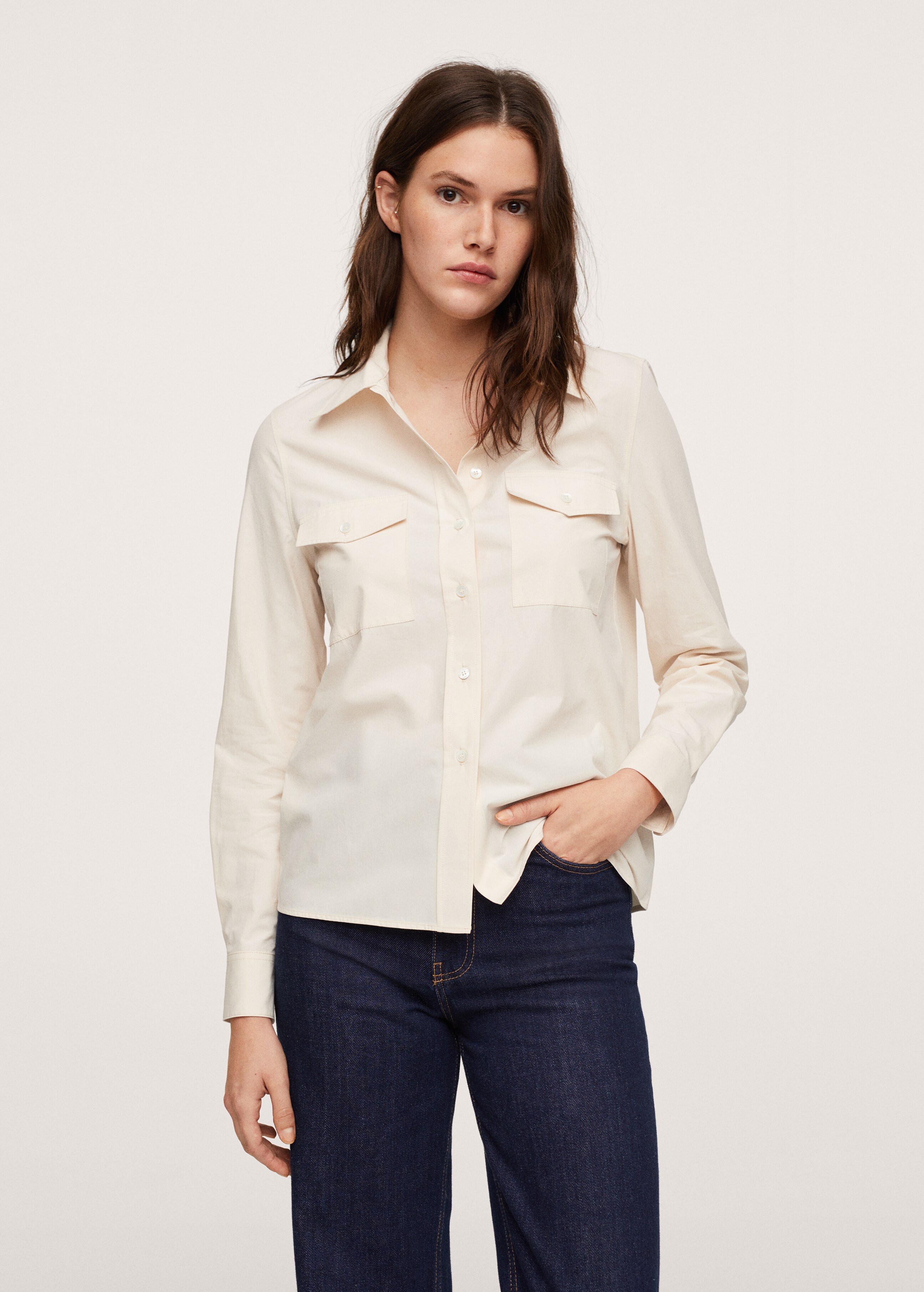 Chest-pocket cotton shirt - Medium plane