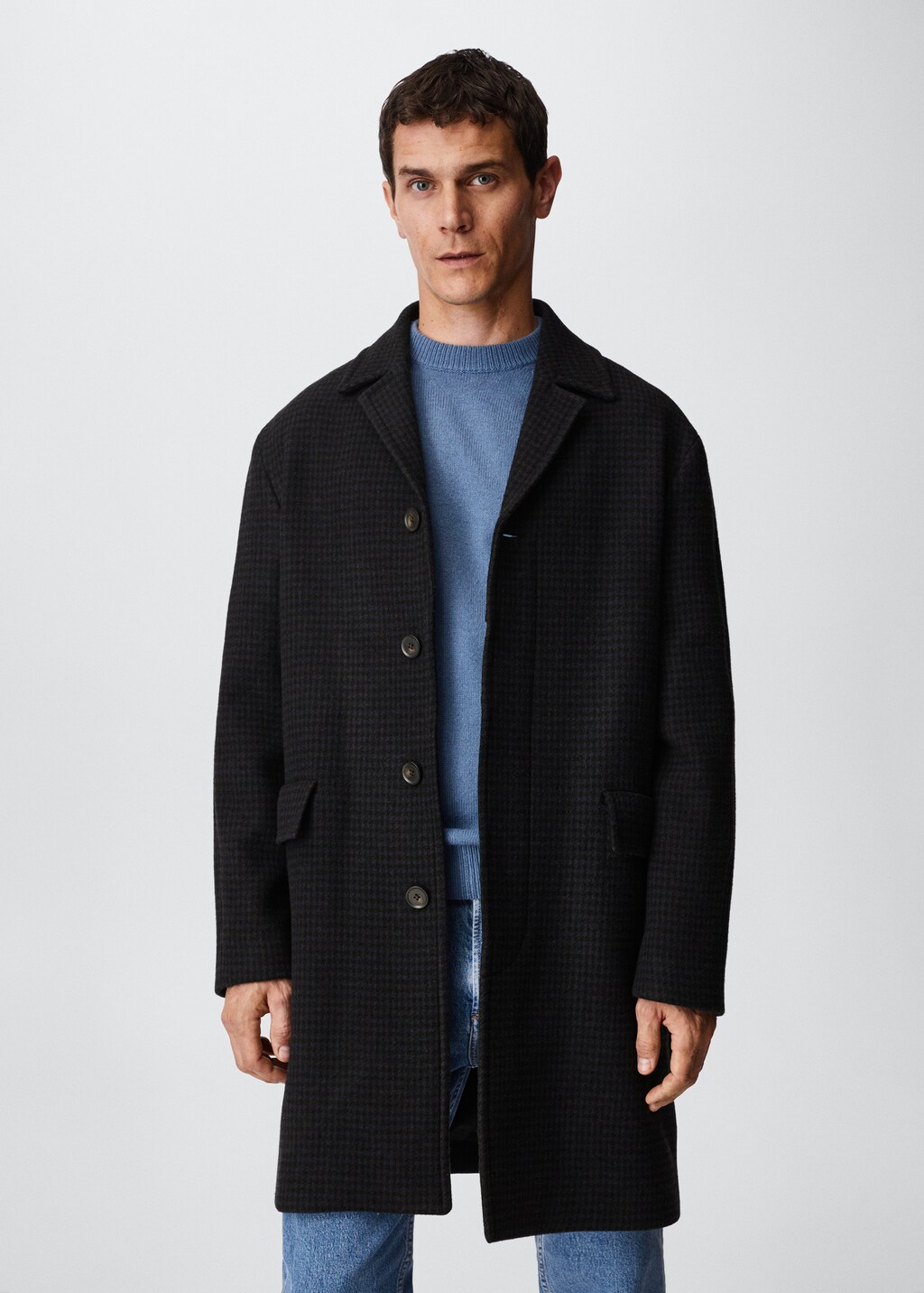 Houndstooth wool-blend coat - Medium plane