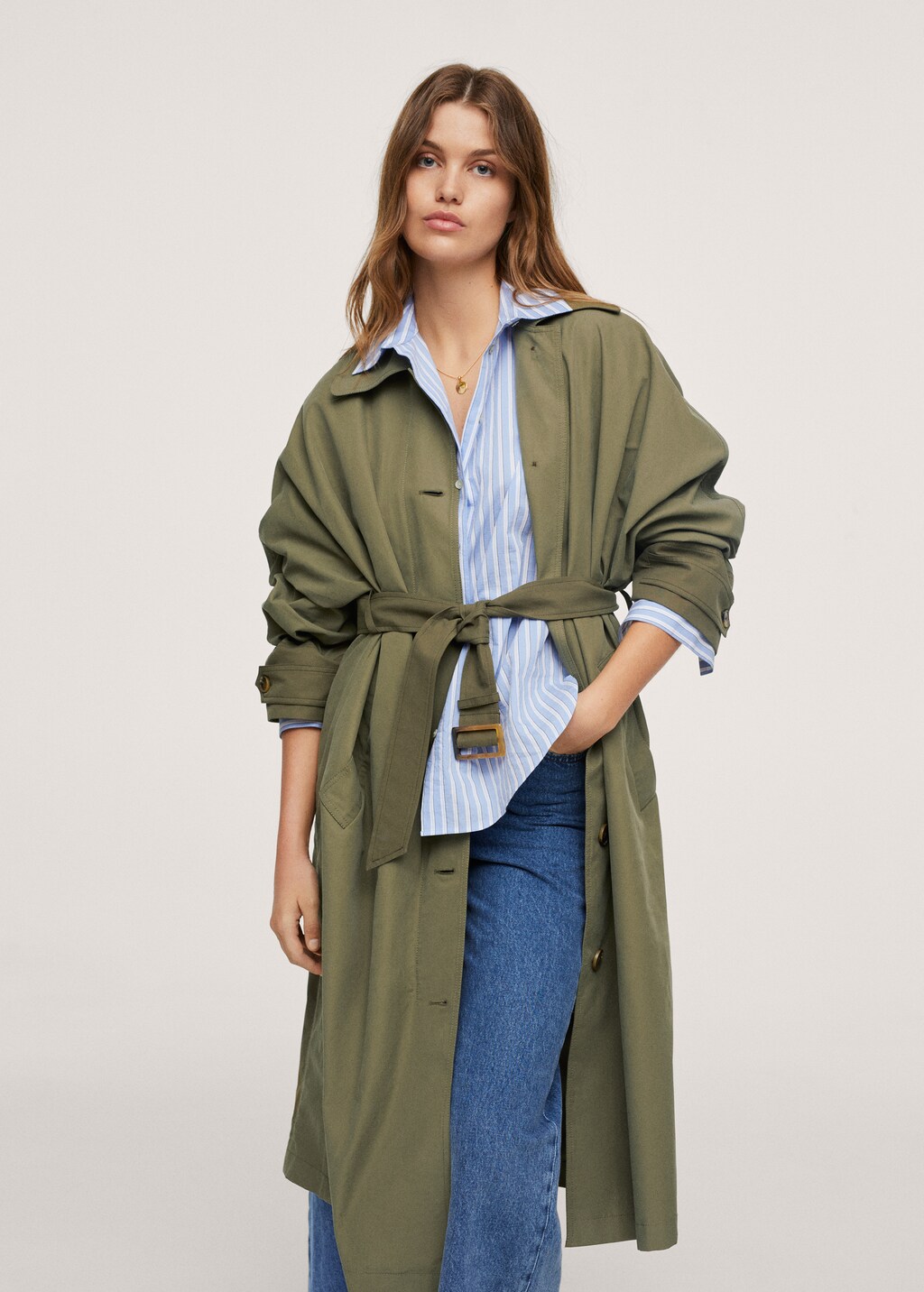 Cotton trench coat with quilted lining  - Medium plane