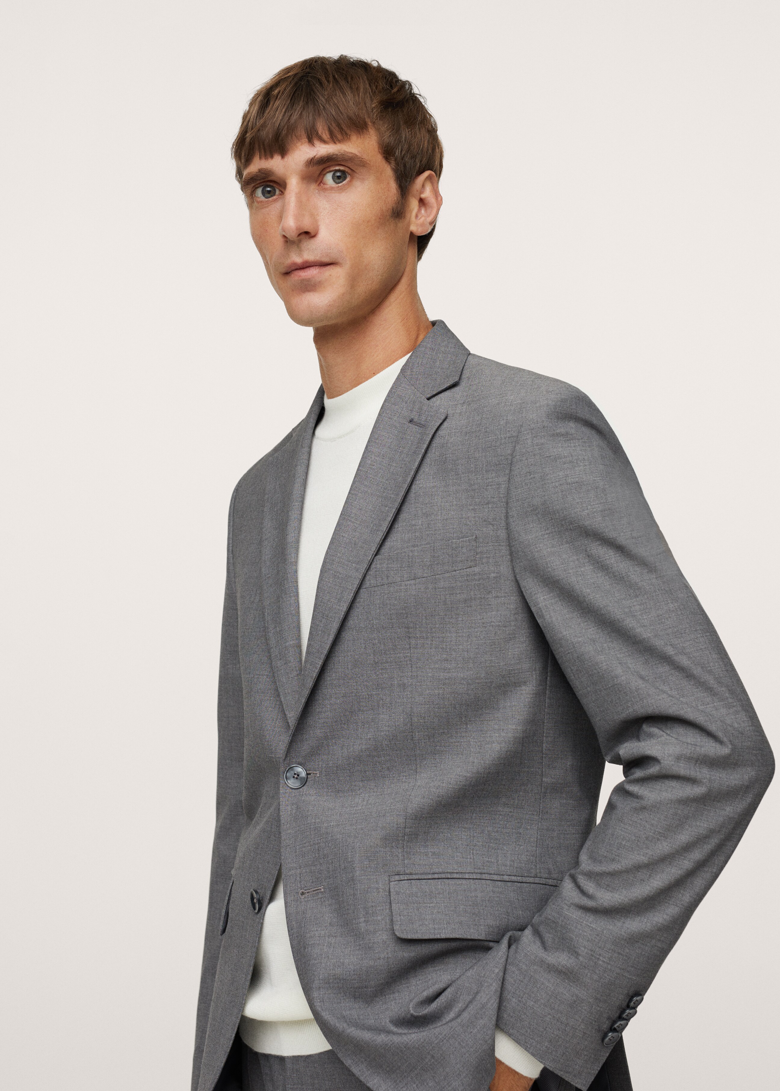 Slim fit microstructure suit blazer - Details of the article 1