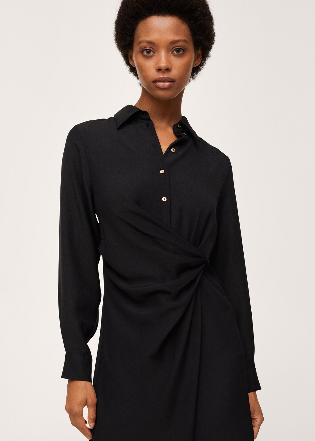 Knot detail shirt dress - Woman | MANGO OUTLET USA