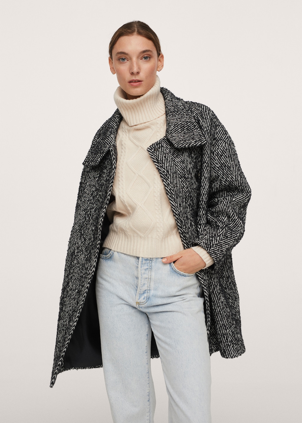 Wool funnel neck coat - Medium plane