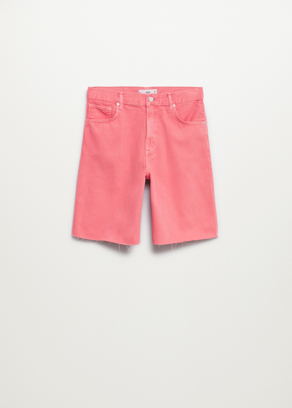 Denim bermuda shorts with frayed hem - Article without model