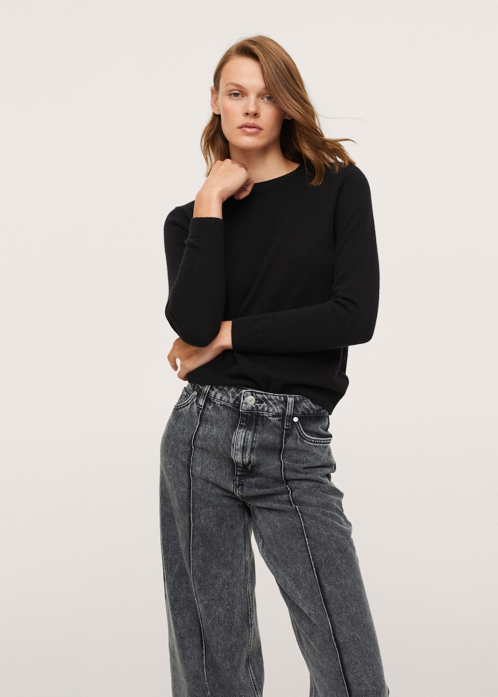 High-waist wideleg jeans with seams - Details of the article 1