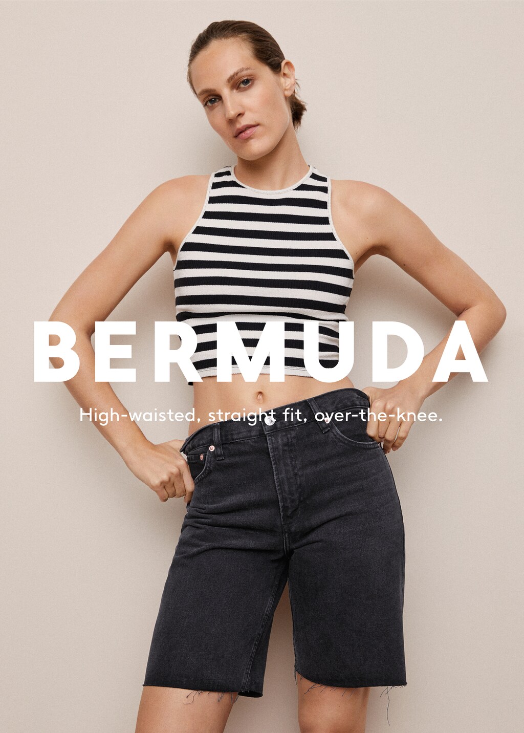 High-waist denim bermuda - Details of the article 5