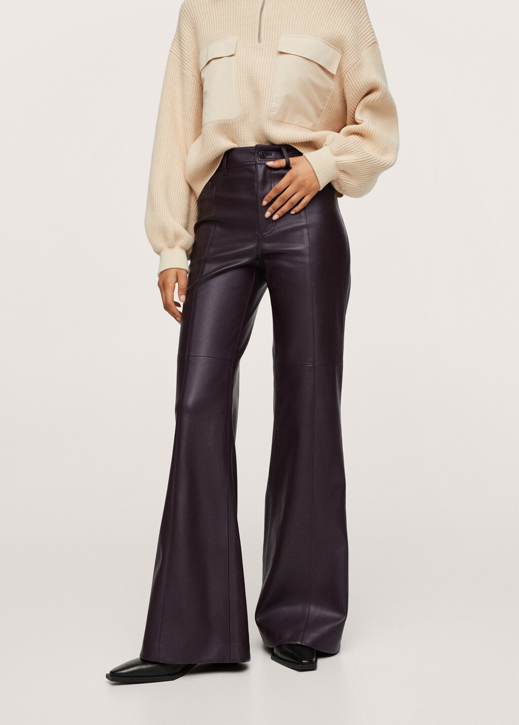 Wide leg faux leather pants - Medium plane