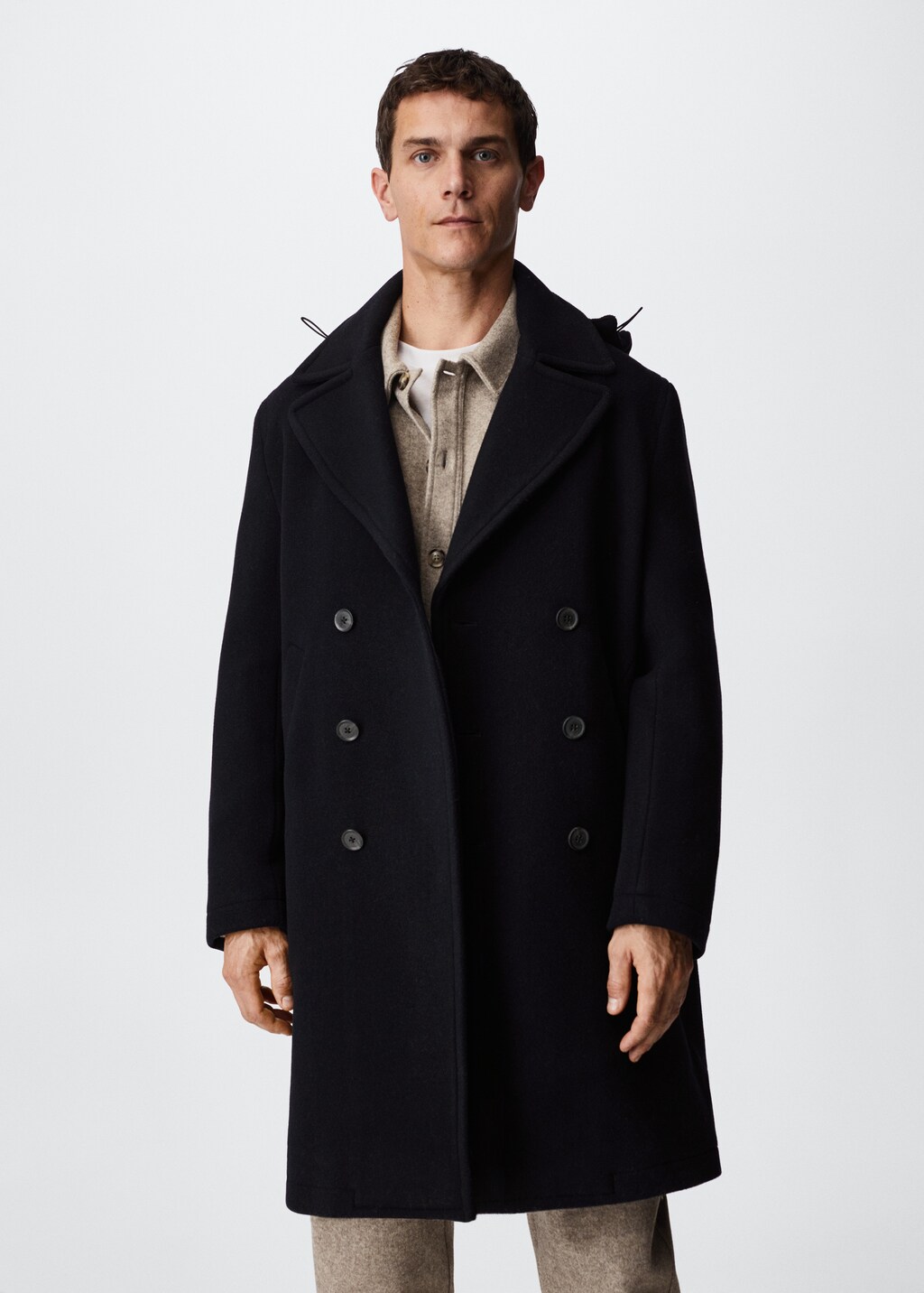 Recycled wool double-breasted coat - Medium plane