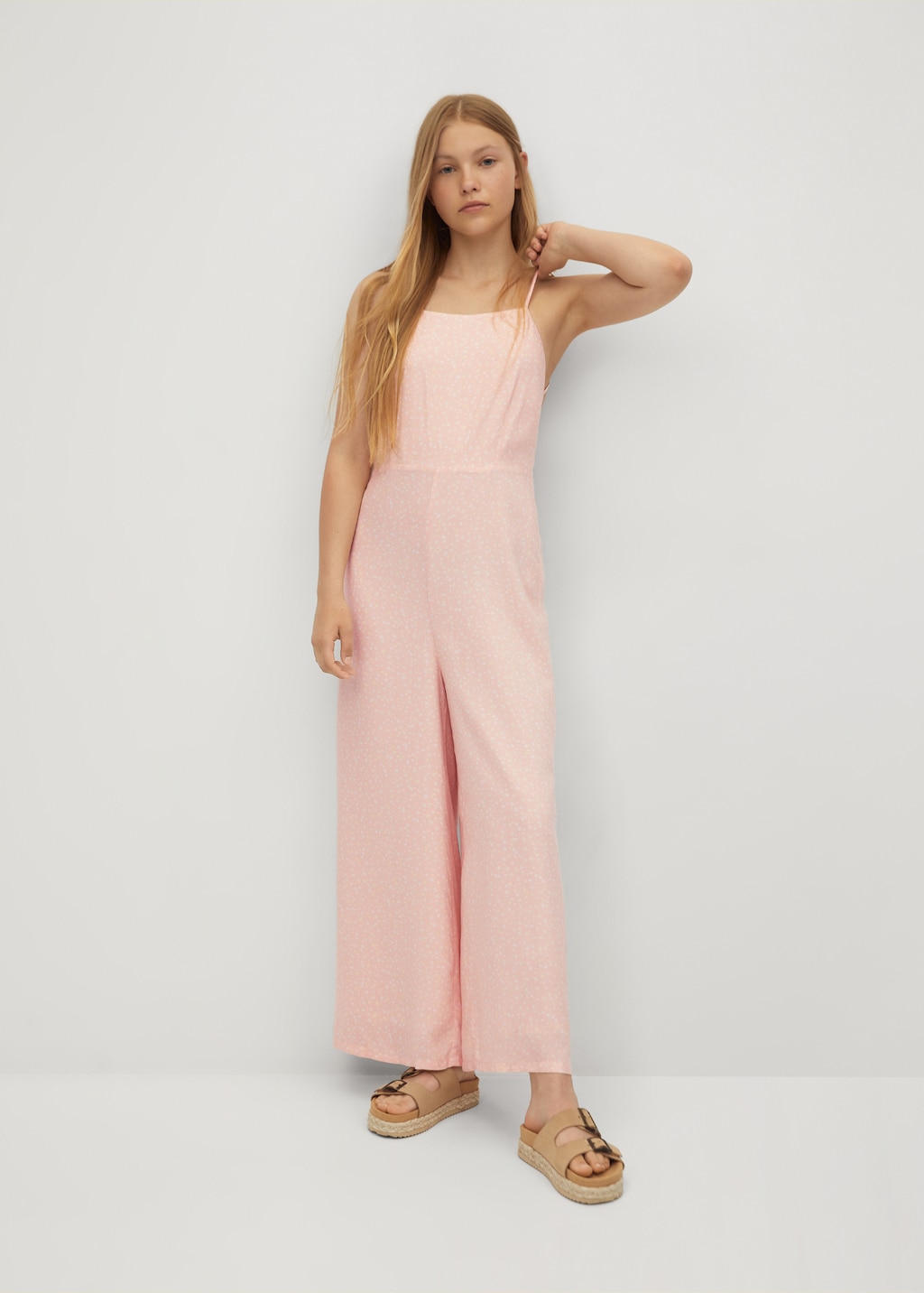 Langer Jumpsuit mit Blumenmuster - Mittlere Ansicht