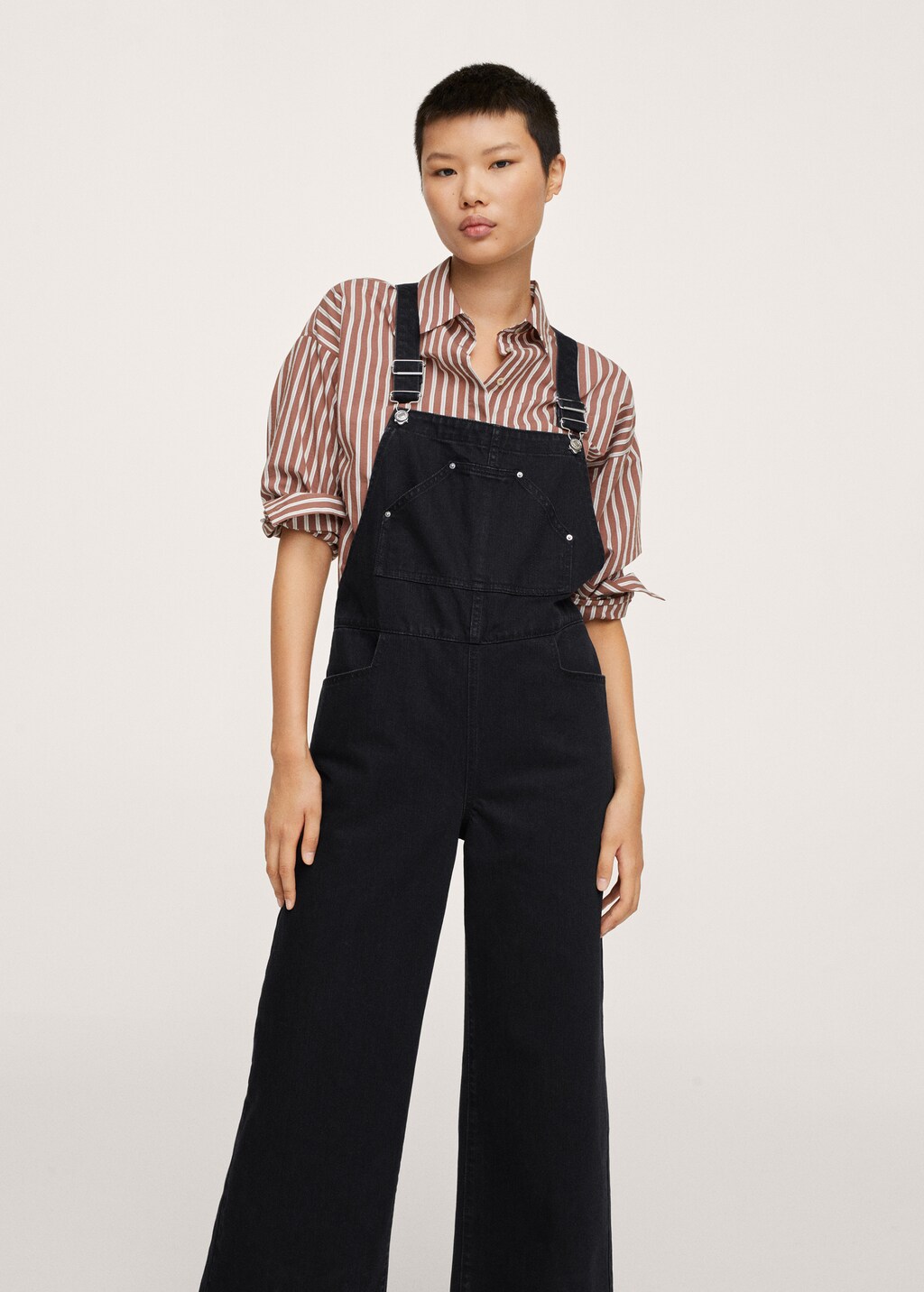 Wide-leg denim dungarees - Medium plane