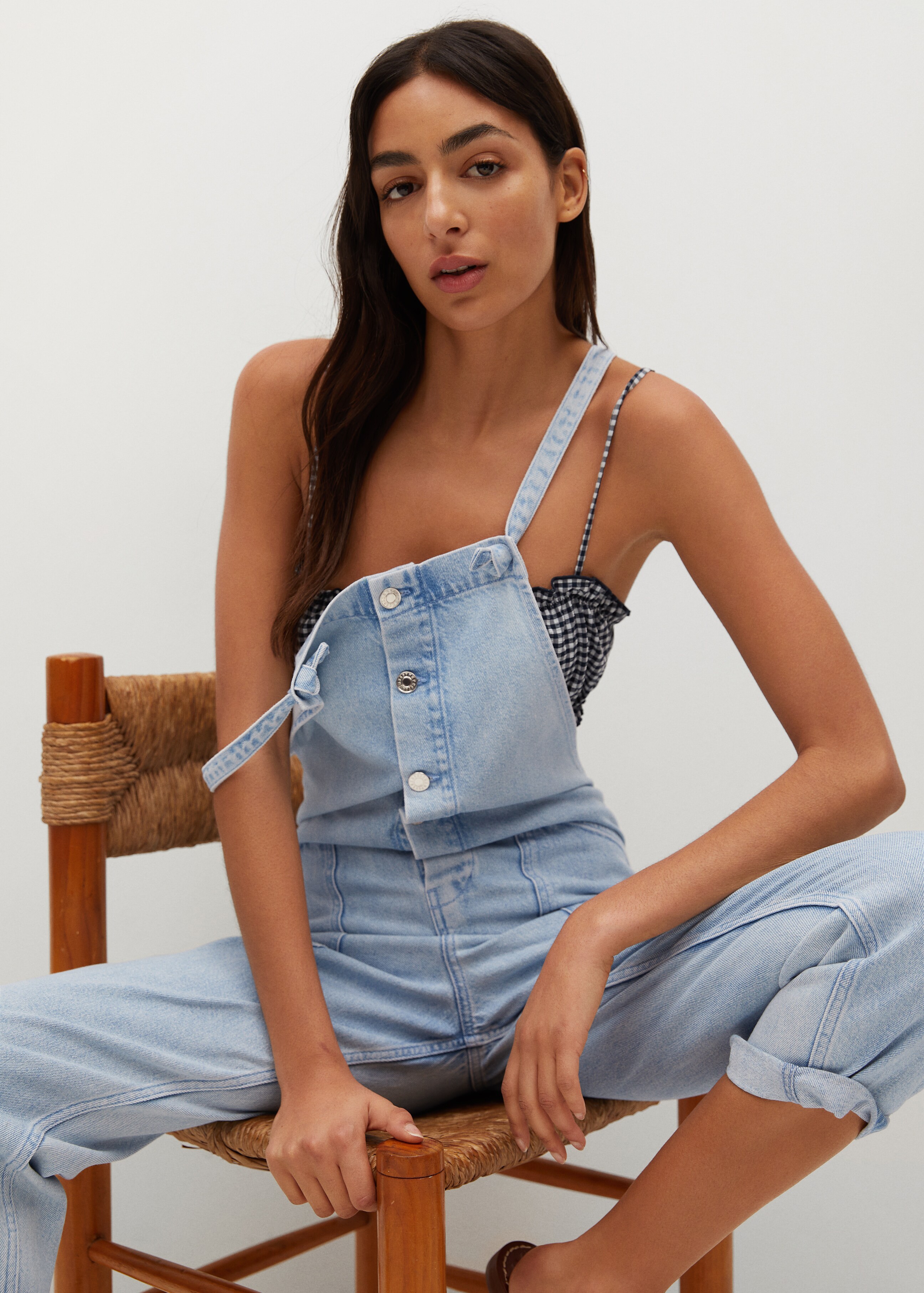 Lined denim dungarees - Details of the article 3
