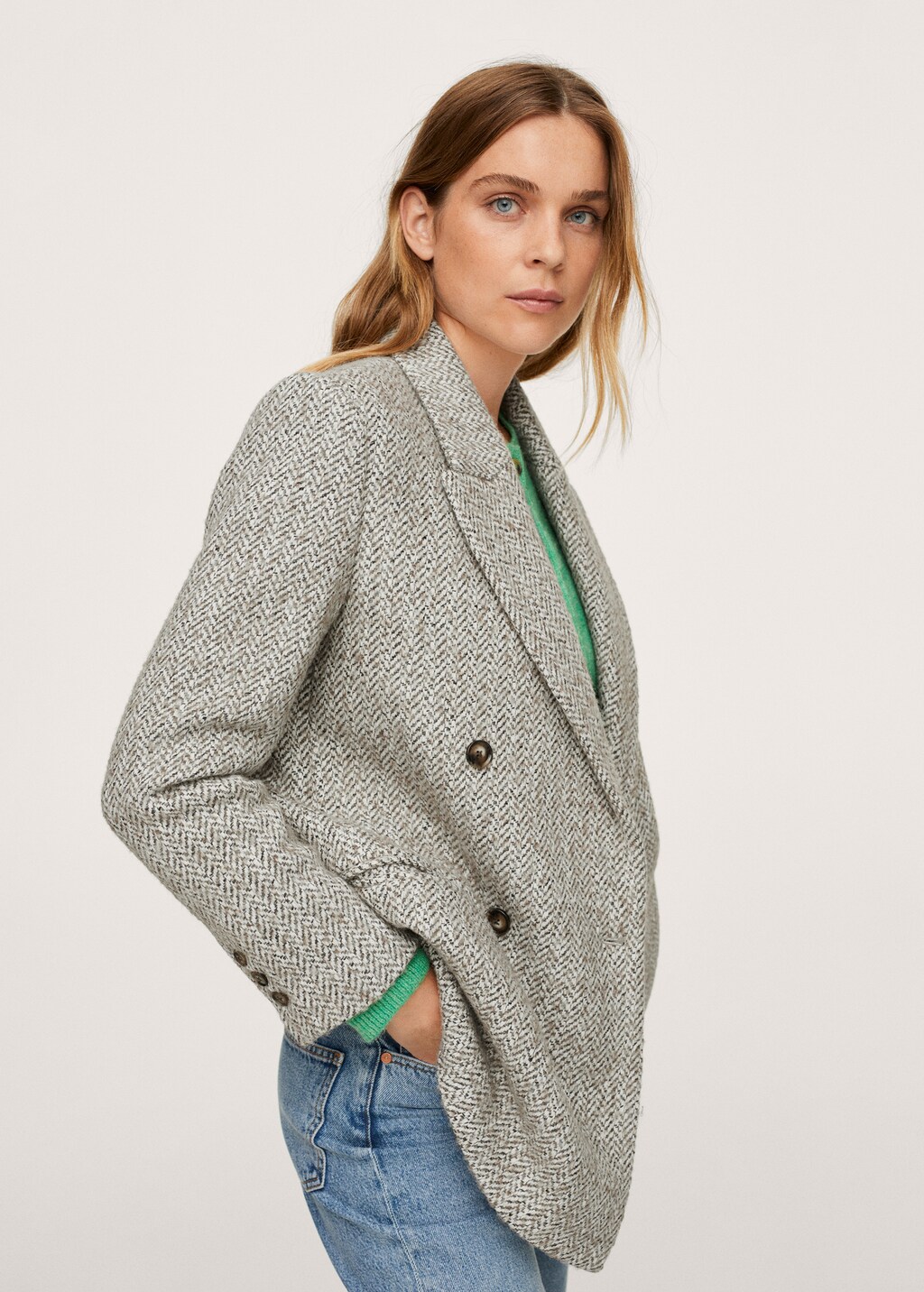 Herringbone wool-blend blazer - Details of the article 1