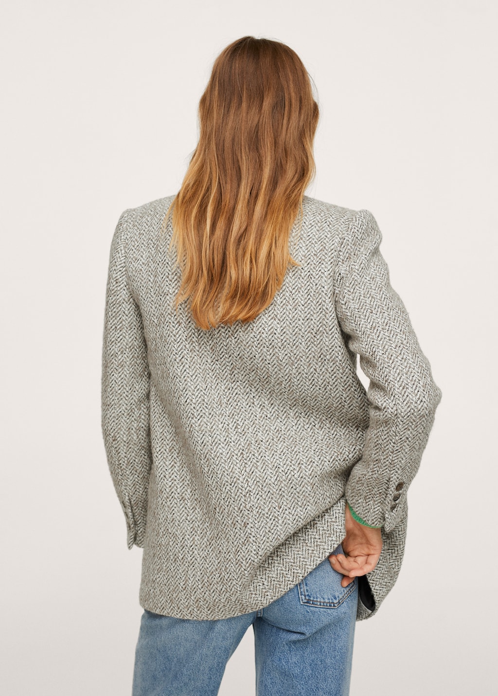 Herringbone wool-blend blazer - Reverse of the article