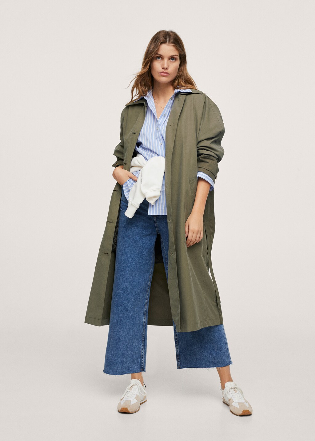 Cotton trench coat with quilted lining  - General plane