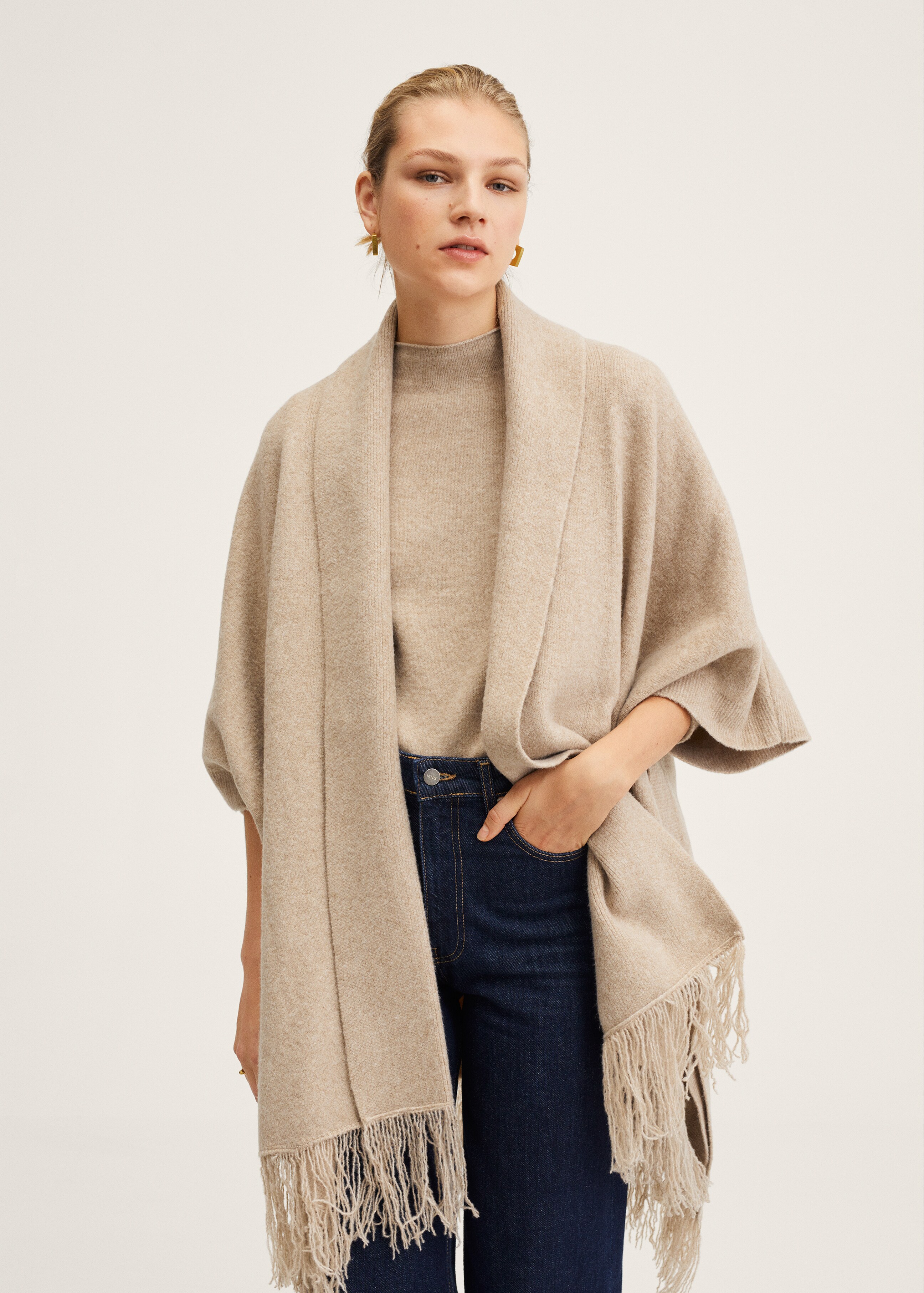 Fringe knit cape