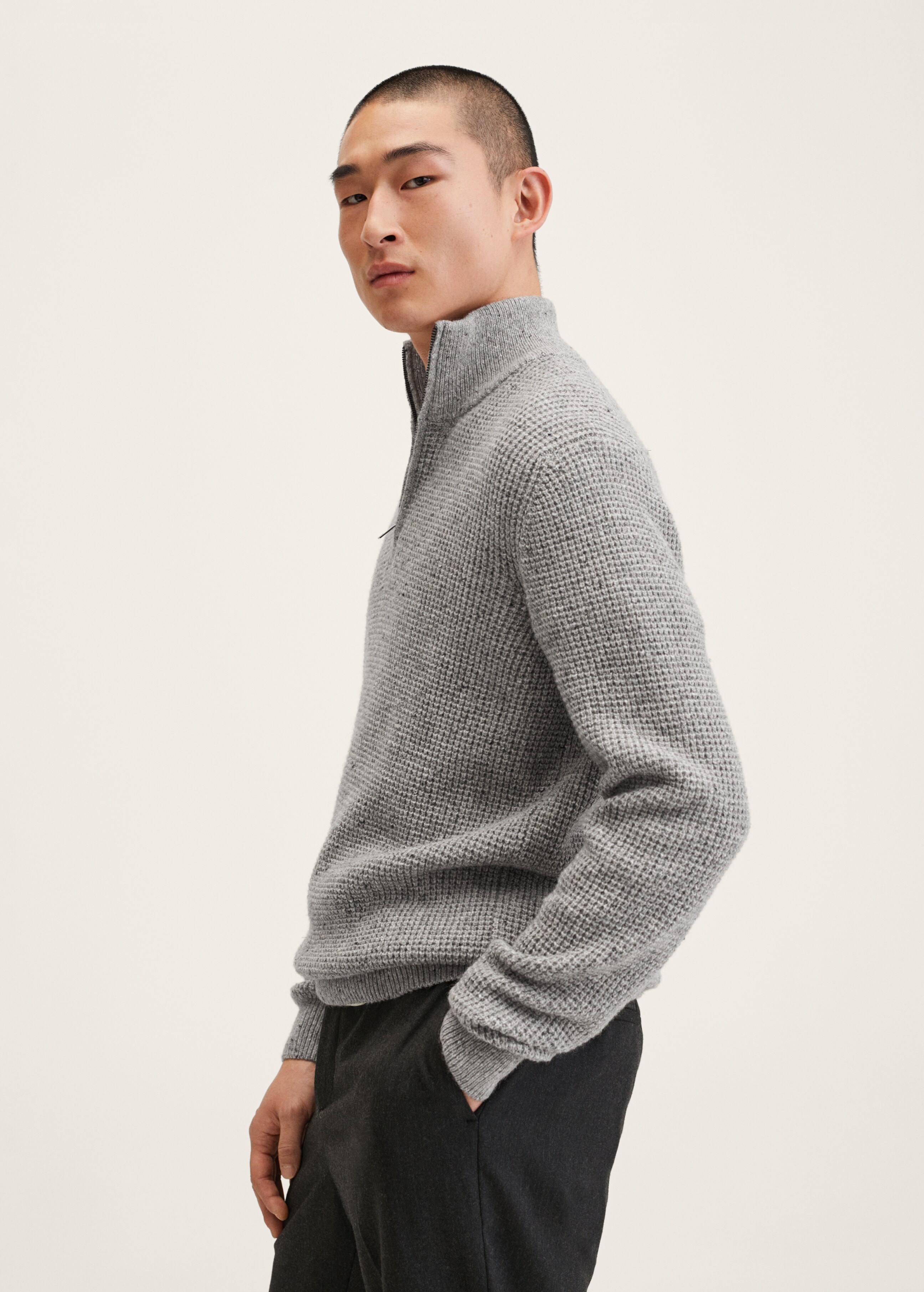 Wool zip neck jumper - Details of the article 1
