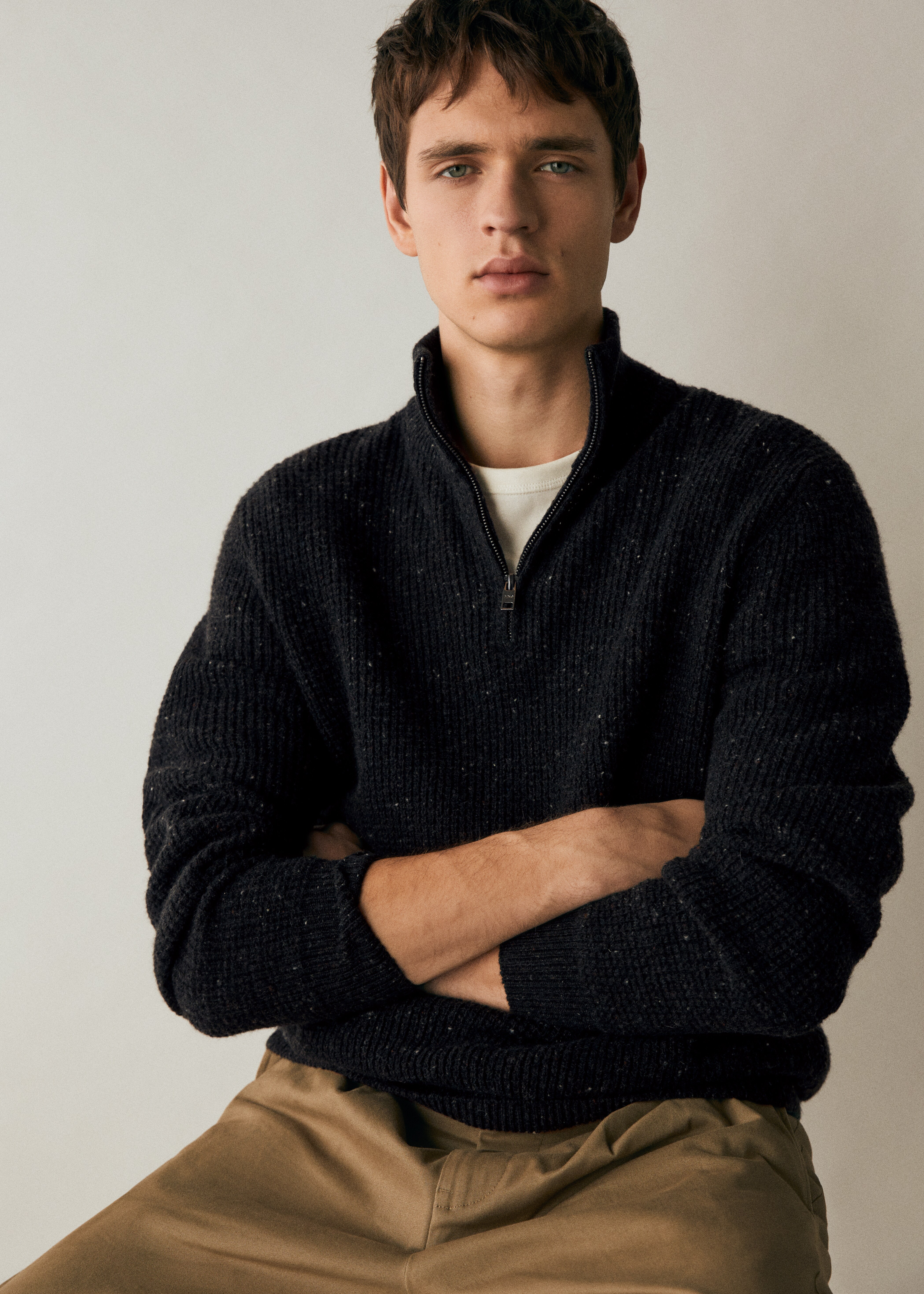 Wool zip neck jumper - Details of the article 5