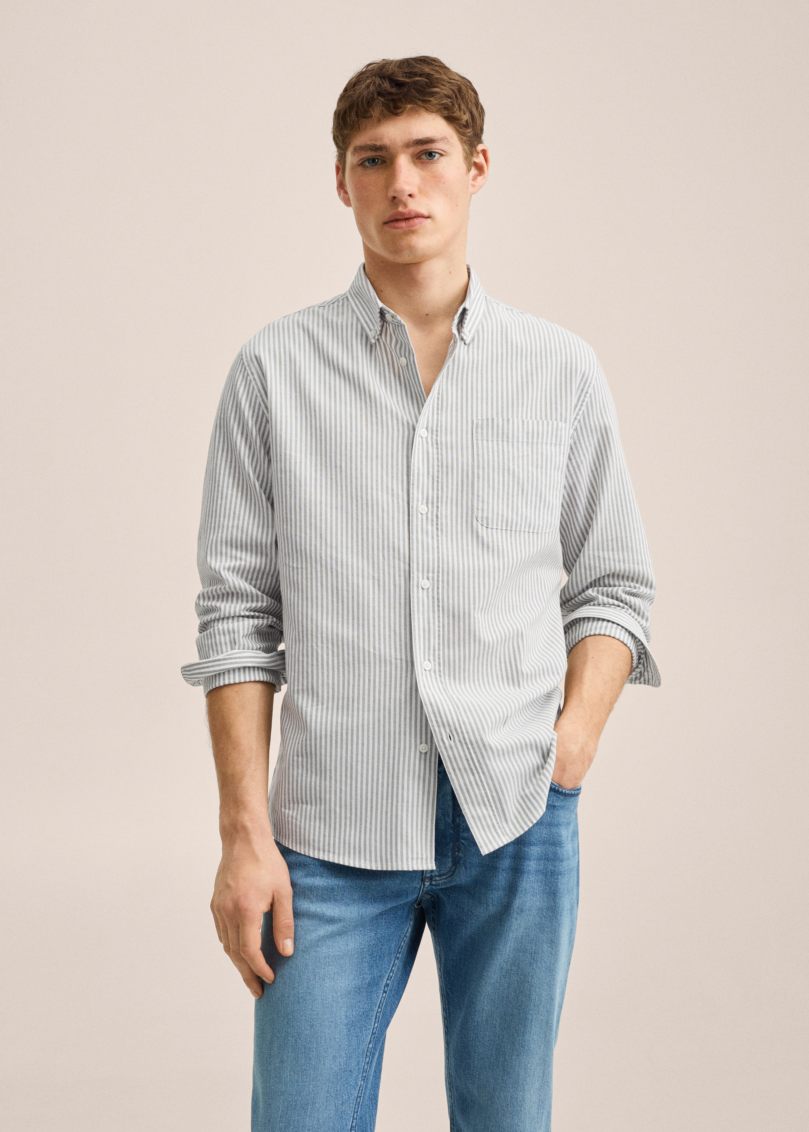 Regular-fit cotton striped shirt