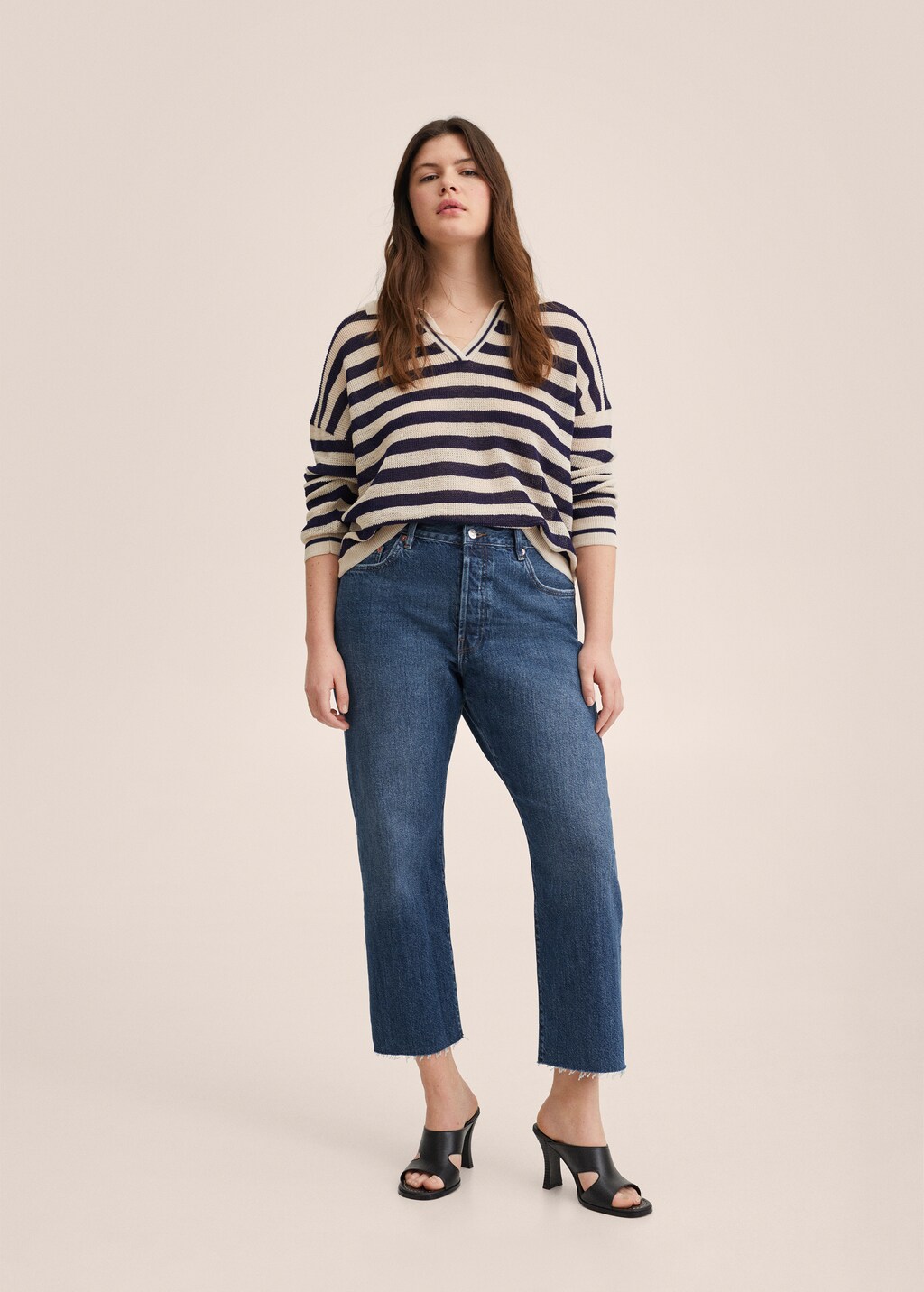 Highwaist straight cropped jeans - Details of the article 4