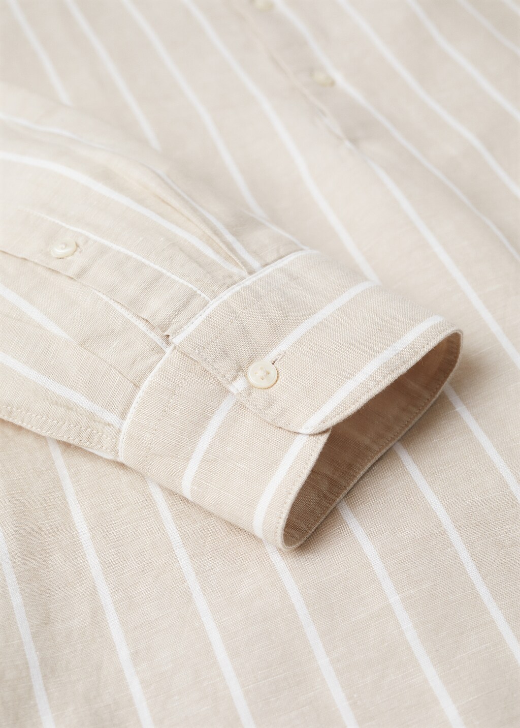 Striped mandarin-collar linen shirt - Details of the article 7