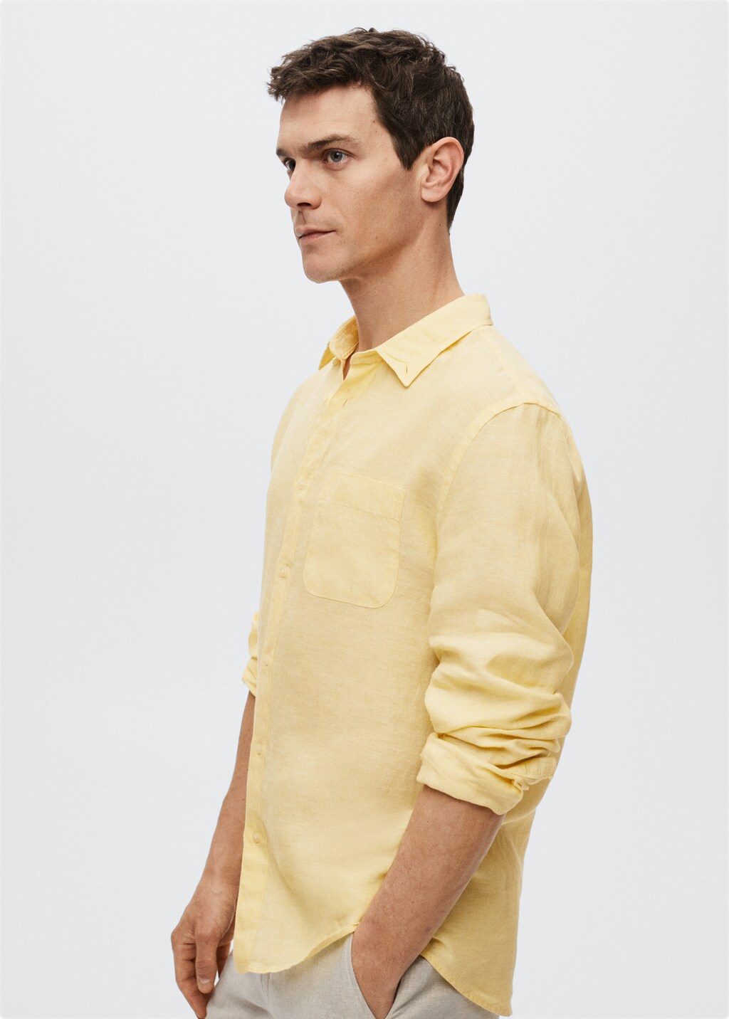 100% linen slim-fit shirt - Details of the article 2