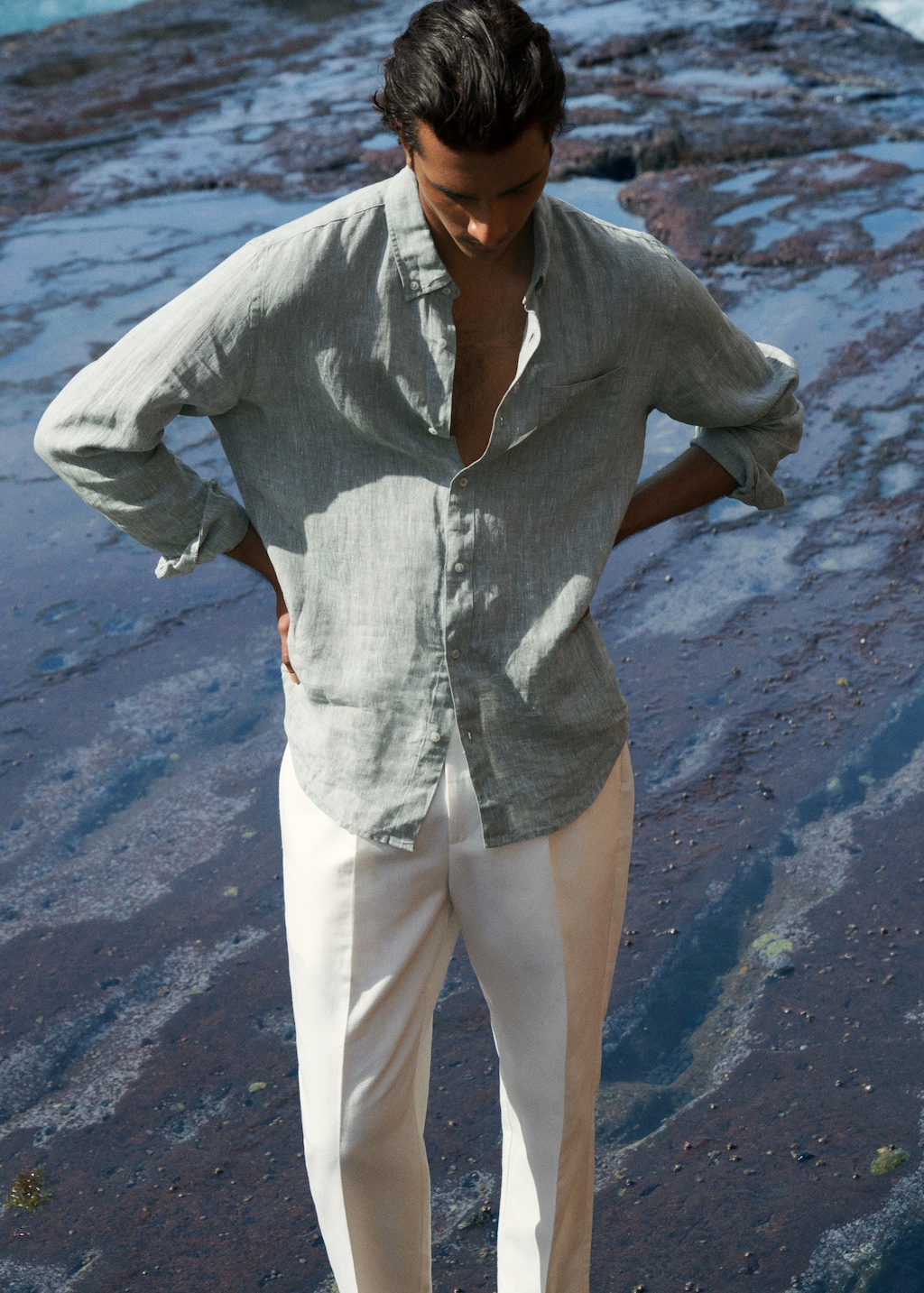 100% linen slim-fit shirt - Details of the article 5