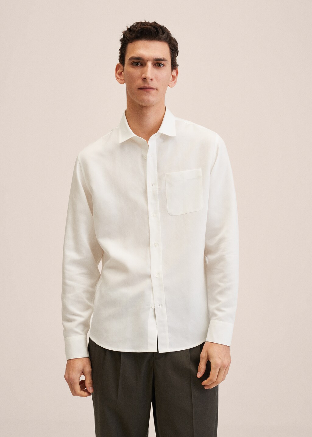 Linen lyocell shirt with pocket - Medium plane