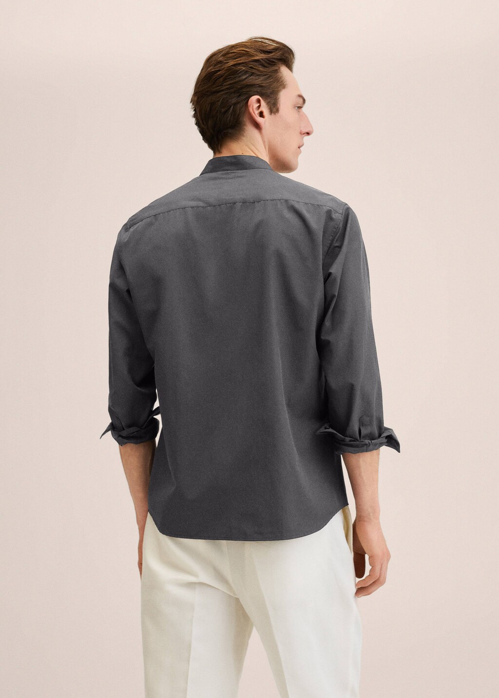 Linen lyocell shirt with mao collar - Reverse of the article