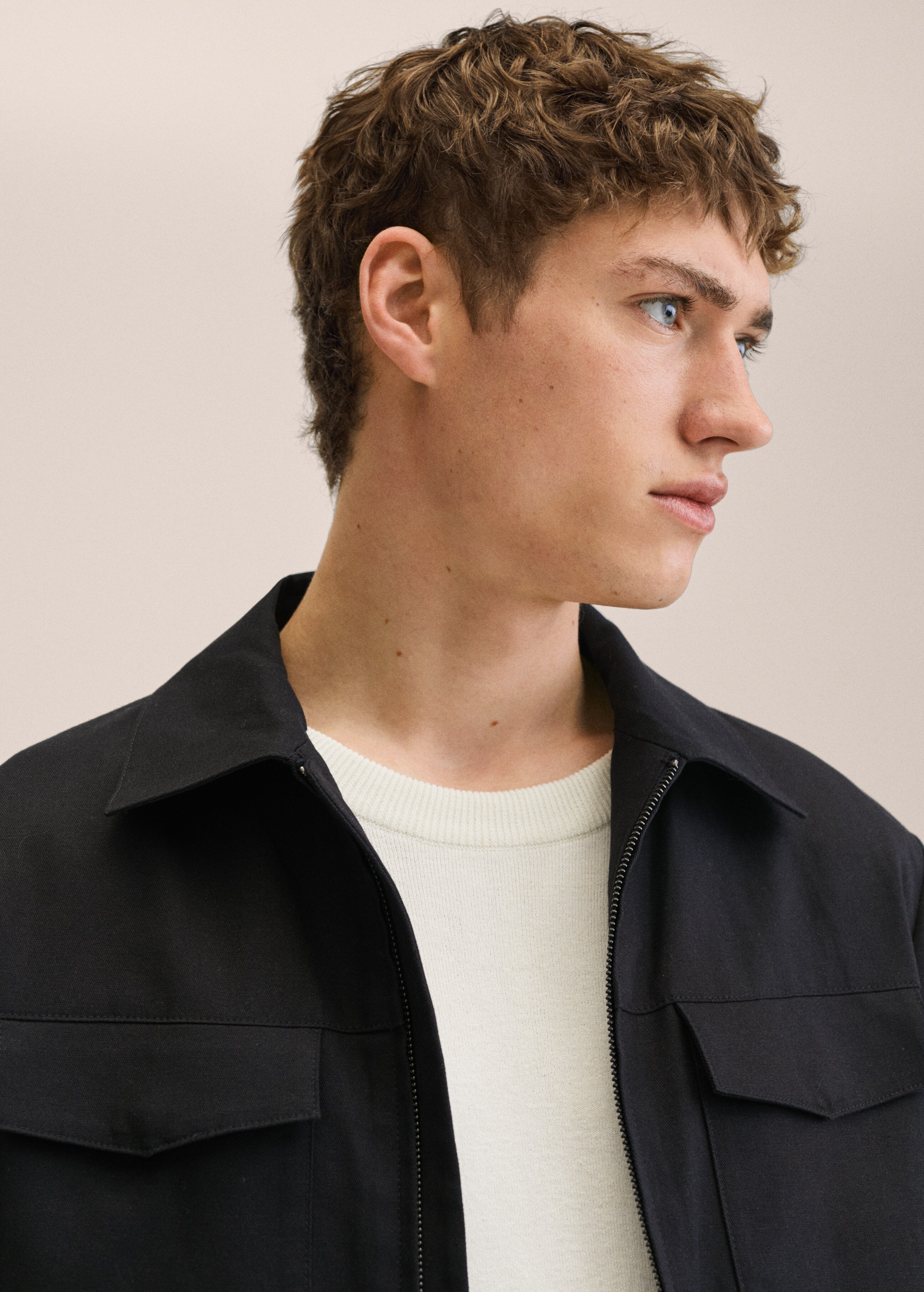 Zipper linen cotton jacket - Details of the article 1