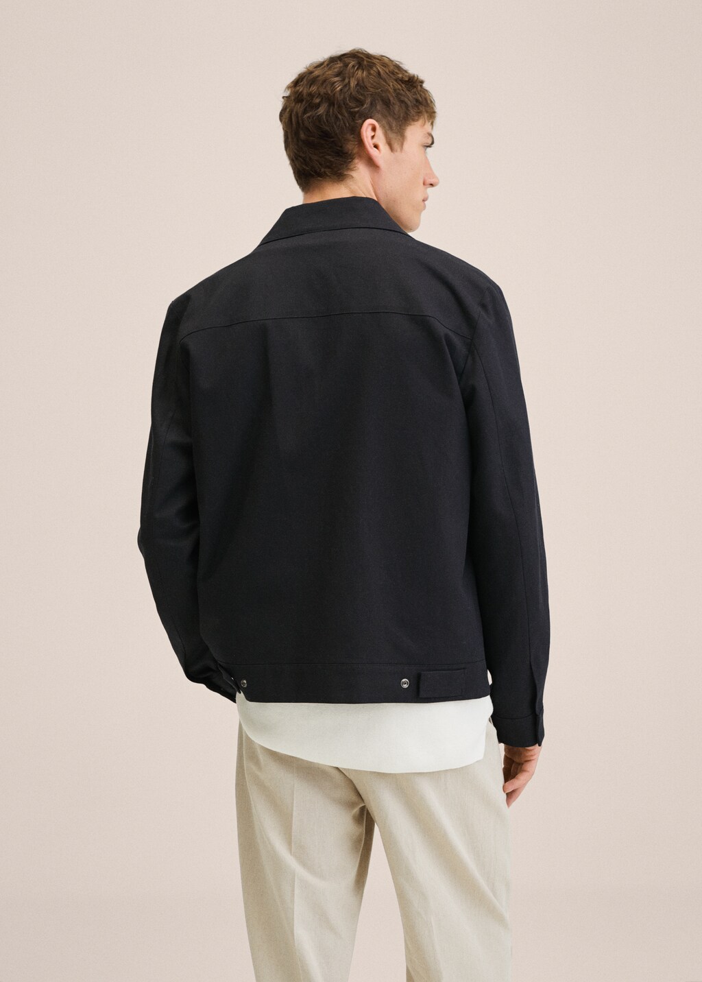 Zipper linen cotton jacket - Reverse of the article