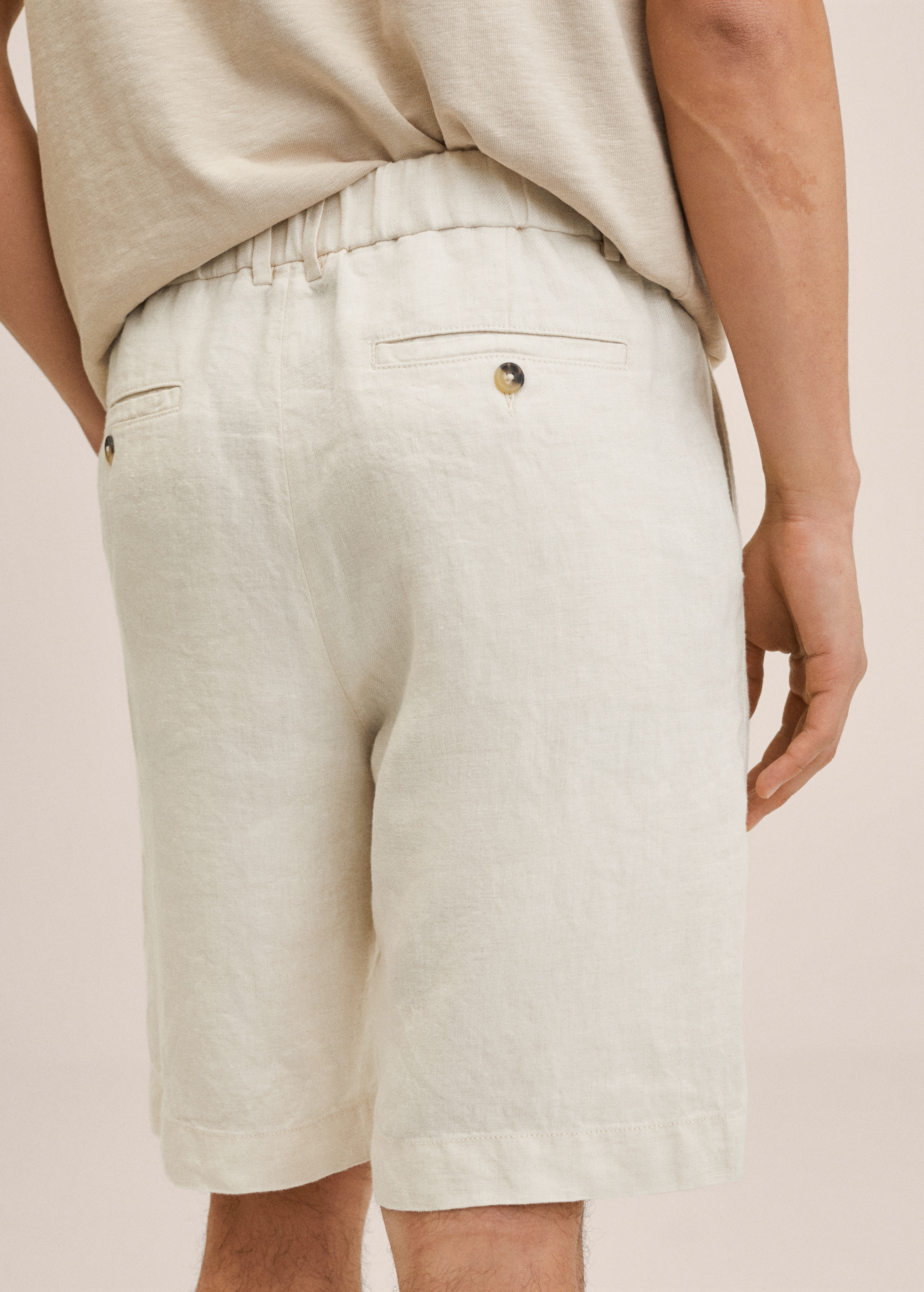 Elastic waist linen Bermuda shorts - Details of the article 3