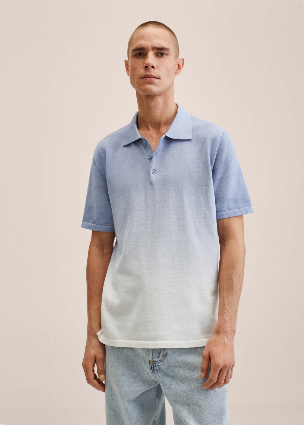 Dyed knit polo shirt - Medium plane