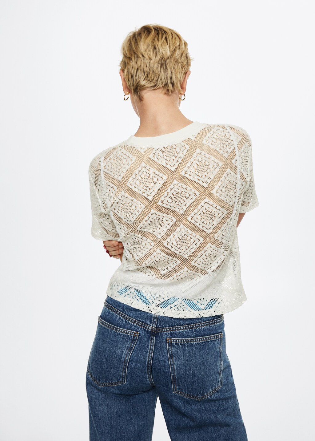 Openwork knit t-shirt - Reverse of the article