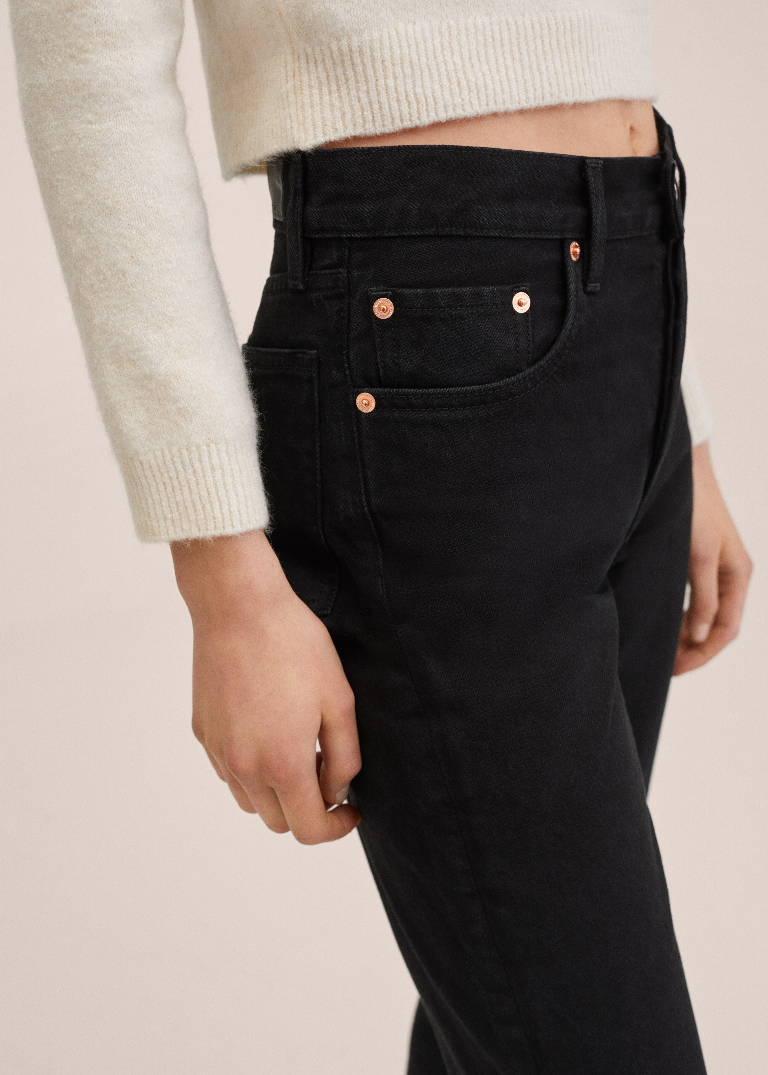 Gerade Cropped-Jeans mit hohem Bund - Detail des Artikels 2