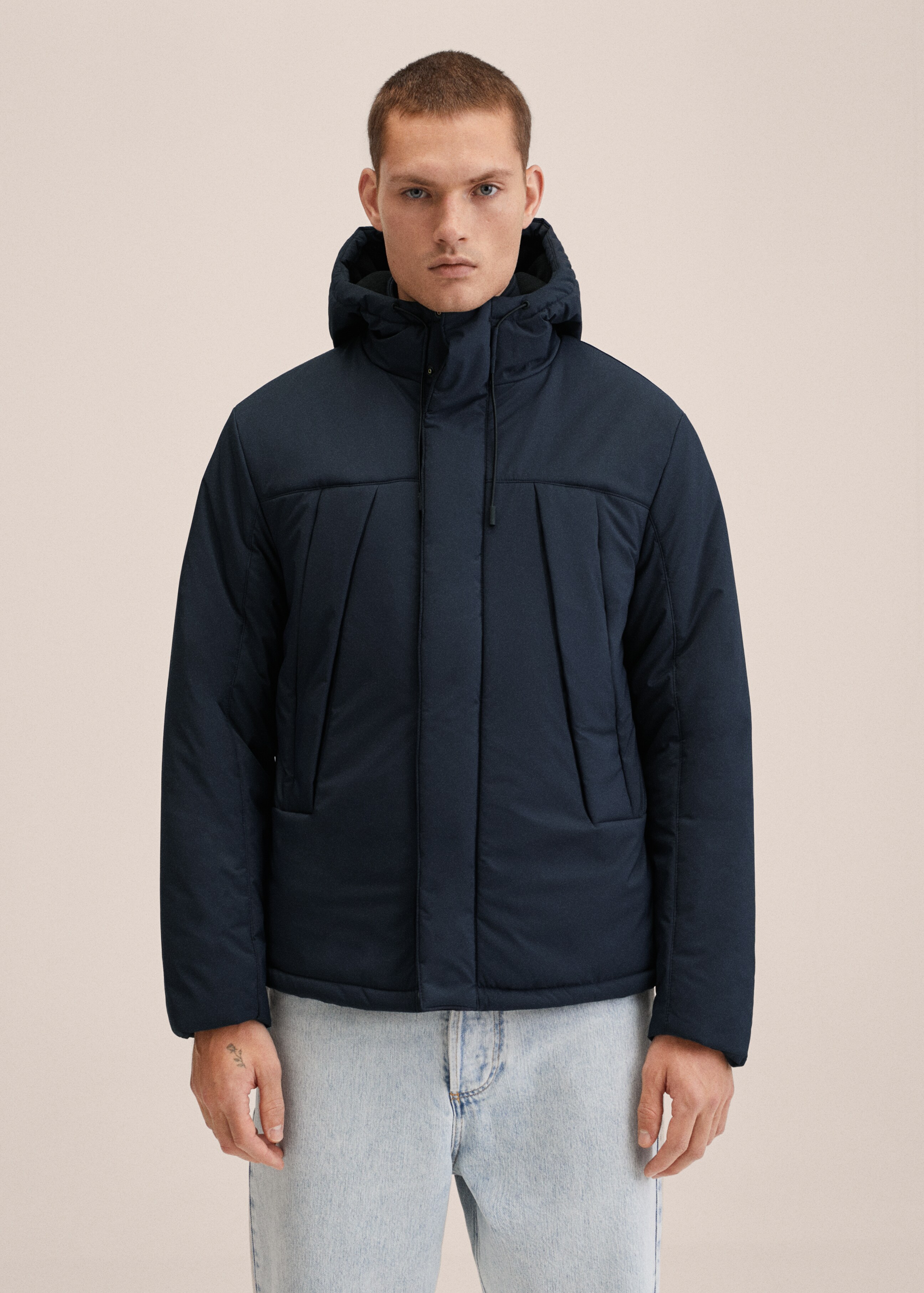 Pockets hooded coat - Medium plane