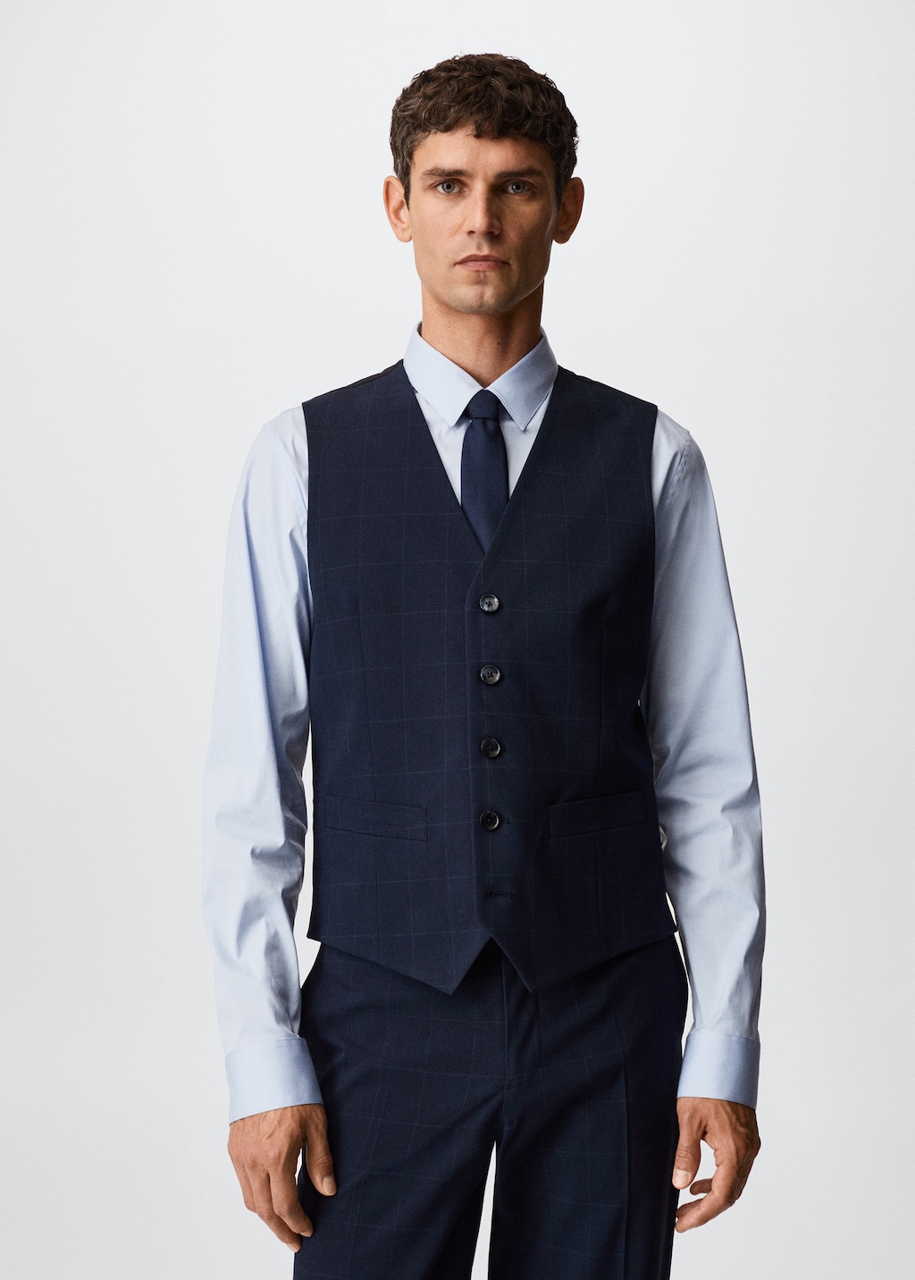 Slim-fit check suit vest - Medium plane