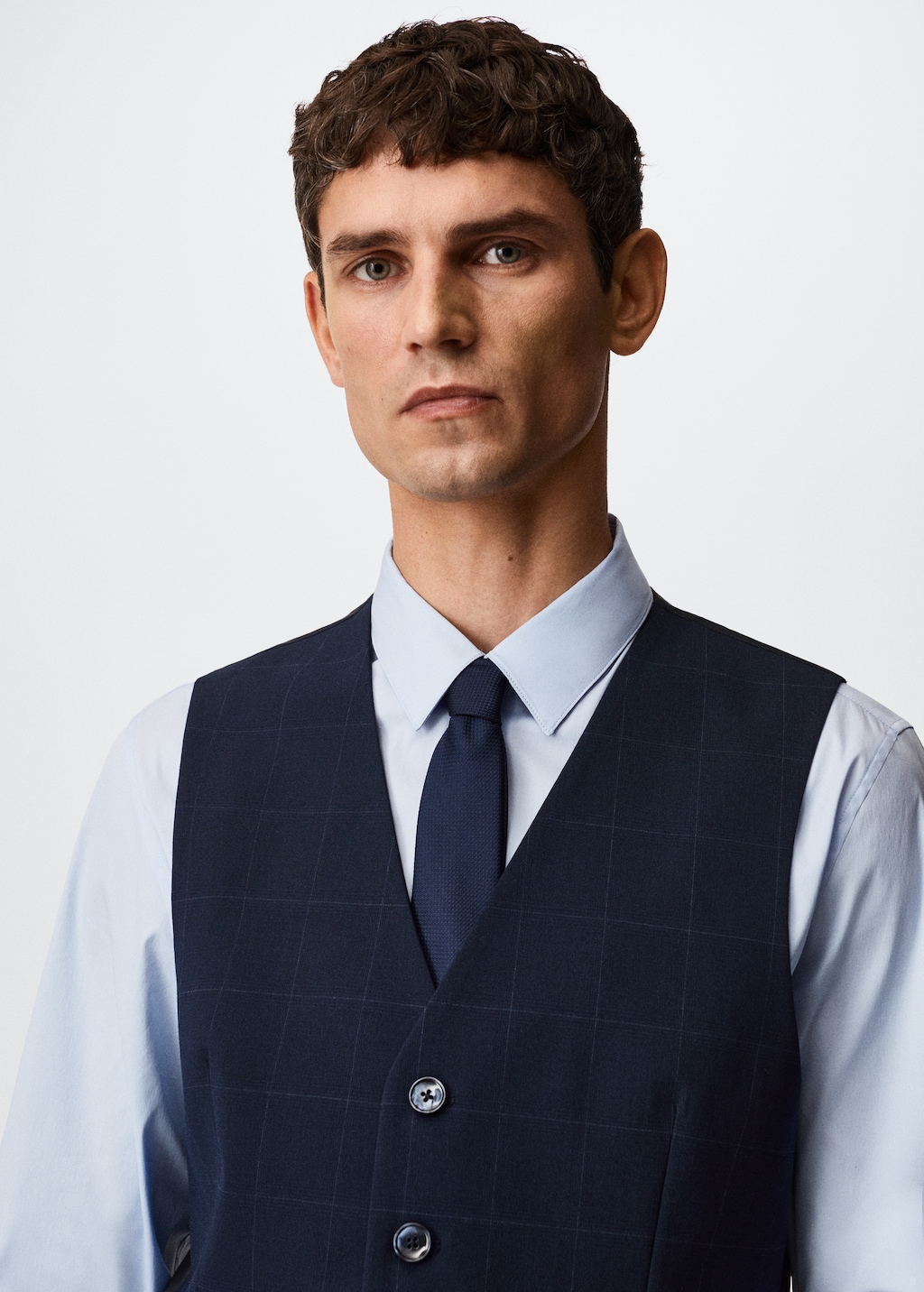 Slim-fit check suit vest - Details of the article 1