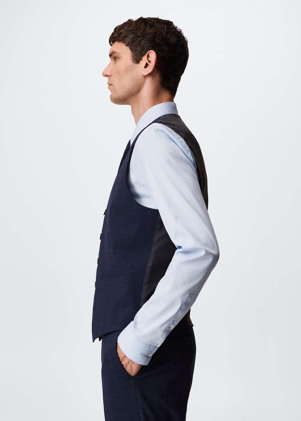 Slim-fit check suit vest - Details of the article 2