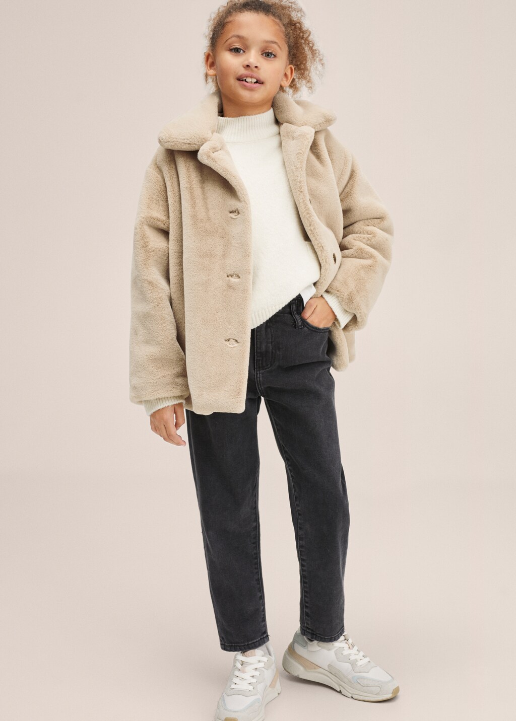 Lapels faux fur coat - Medium plane