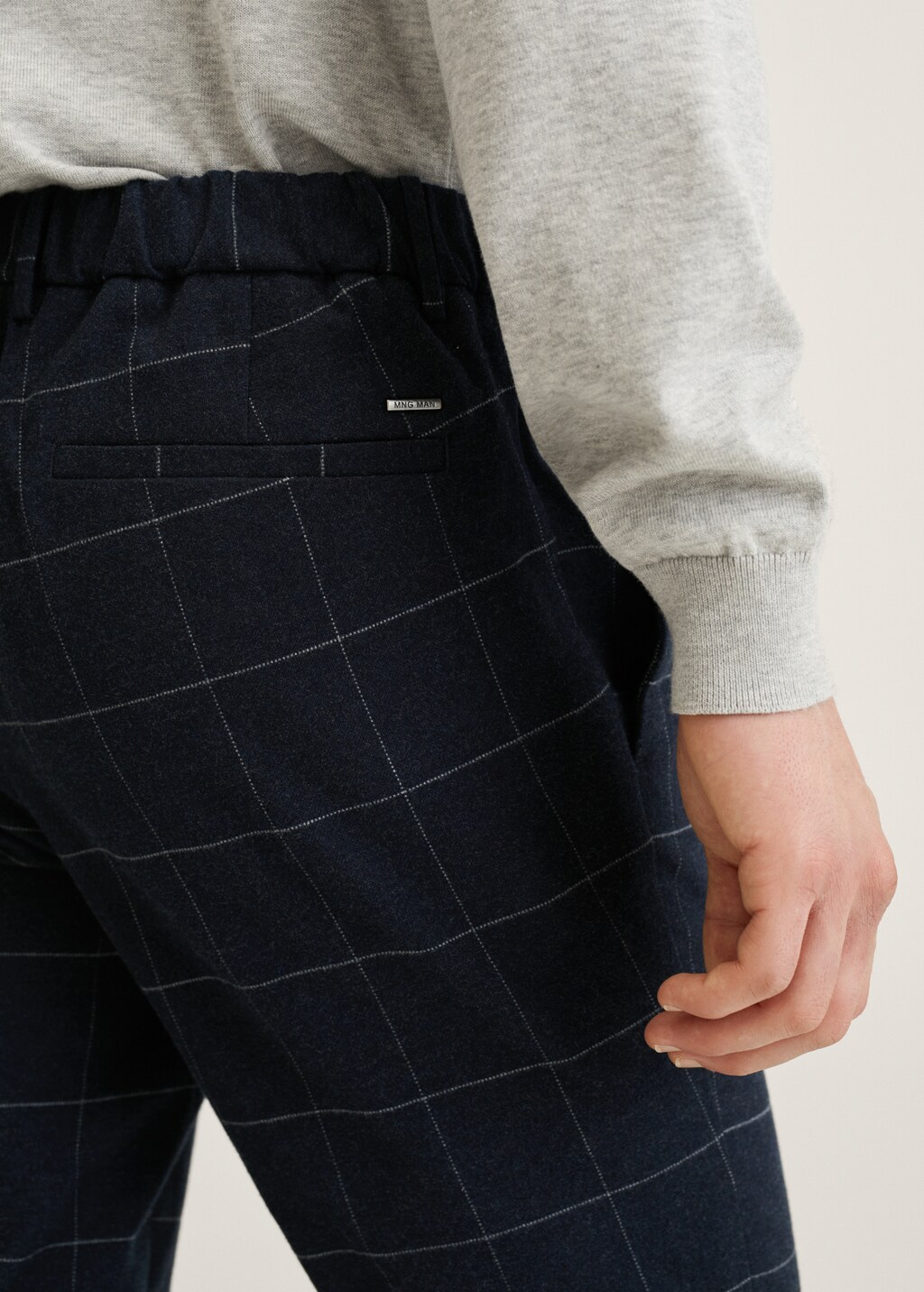 Pantalons slim fit cotó quadres - Detall de l'article 3