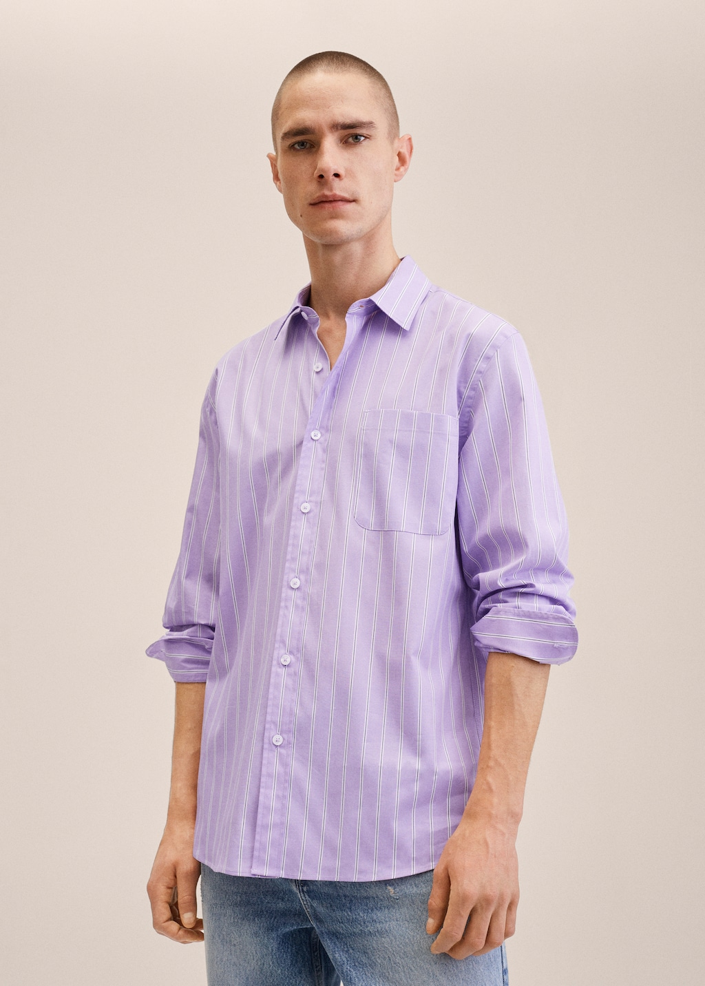 Camisa vestir regular fit rayas Hombre MANGO OUTLET Espana Peninsula y Baleares