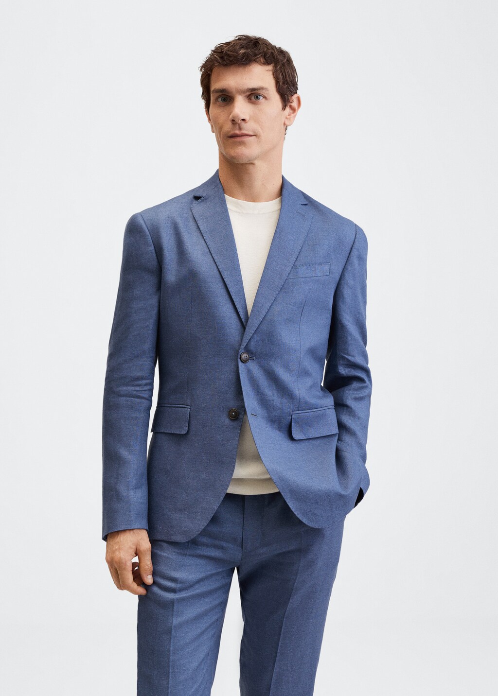 Slim fit linen suit blazer - Medium plane