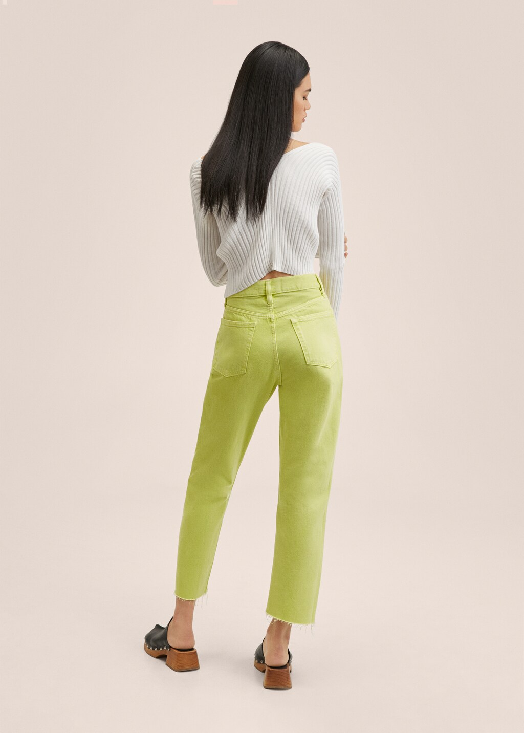 High-waist straight-fit cropped jeans - Achterkant van het artikel